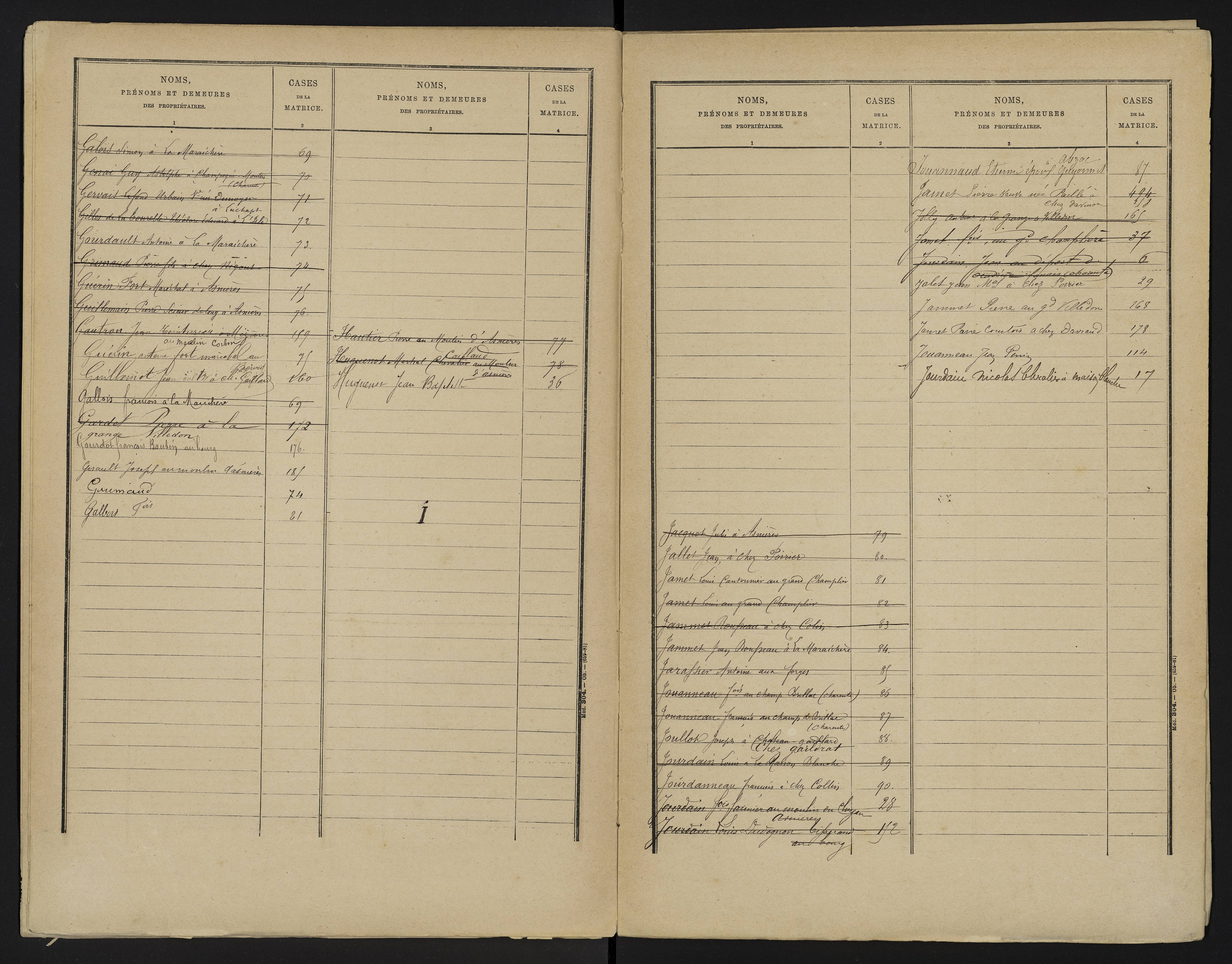 Asnières-sur-Blour - FRAD086_cadastre Cases 1-192 