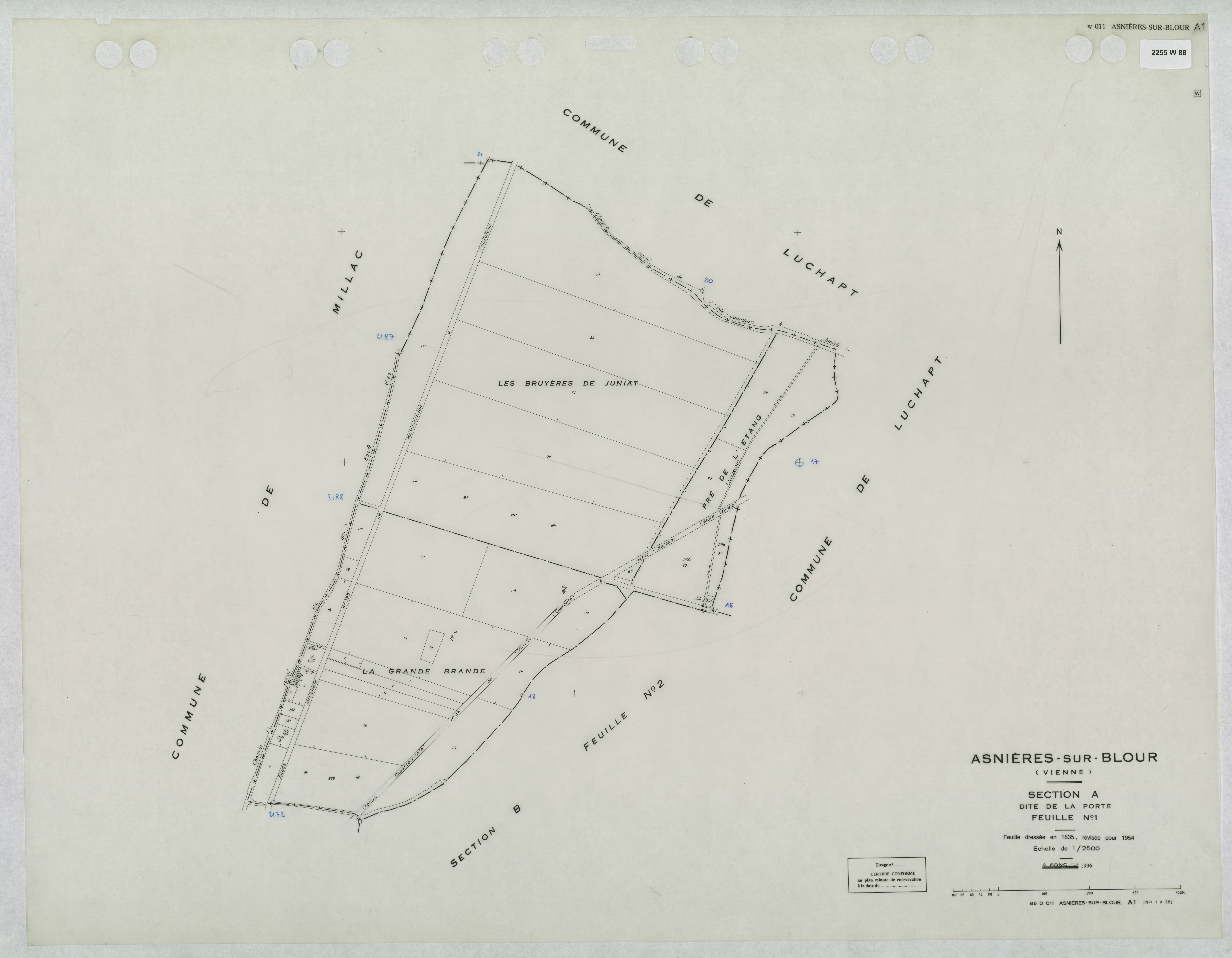 Asnières-sur-Blour - FRAD086_cadastre Plans mis à jour 
