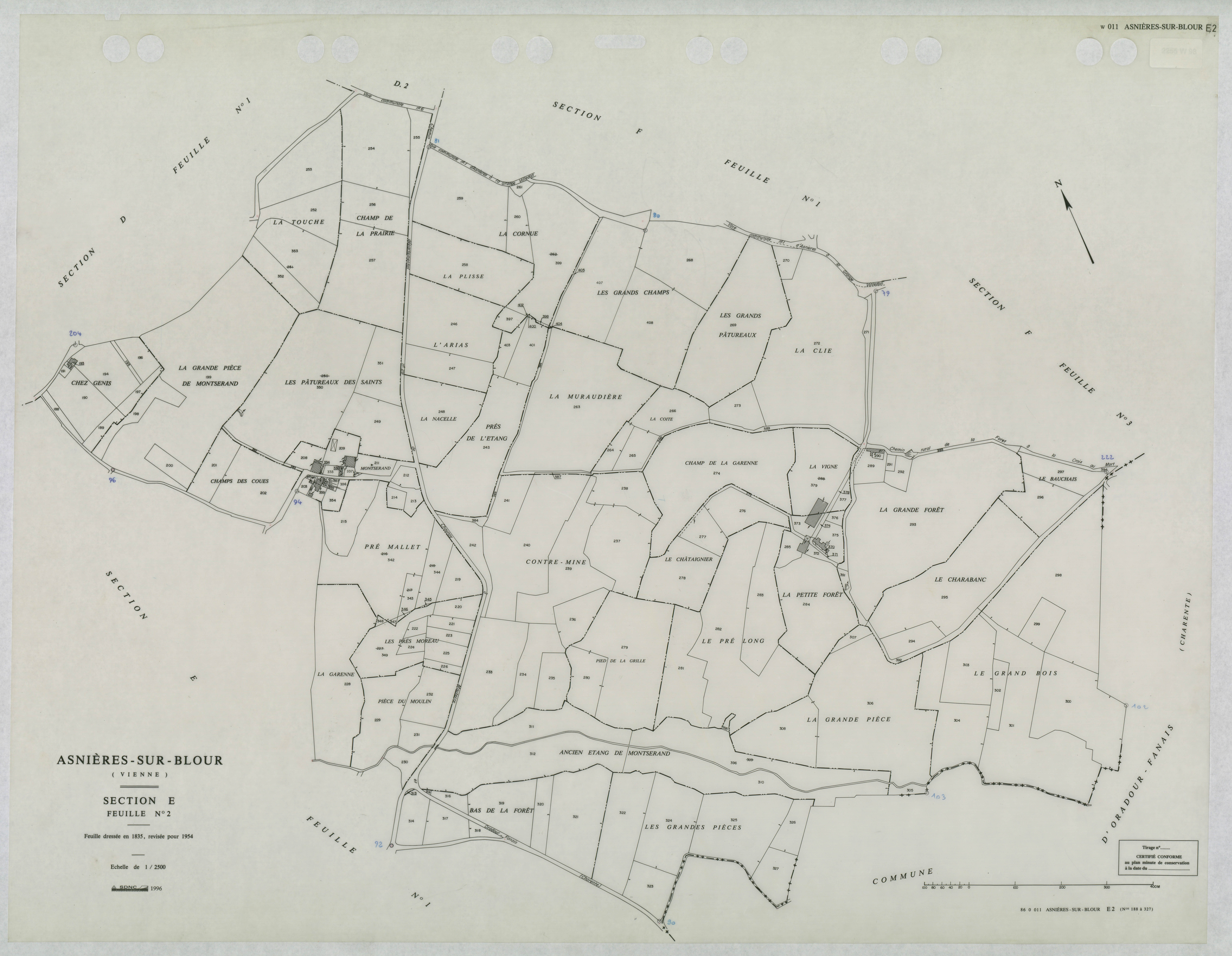 Asnières-sur-Blour - FRAD086_cadastre Plans mis à jour 