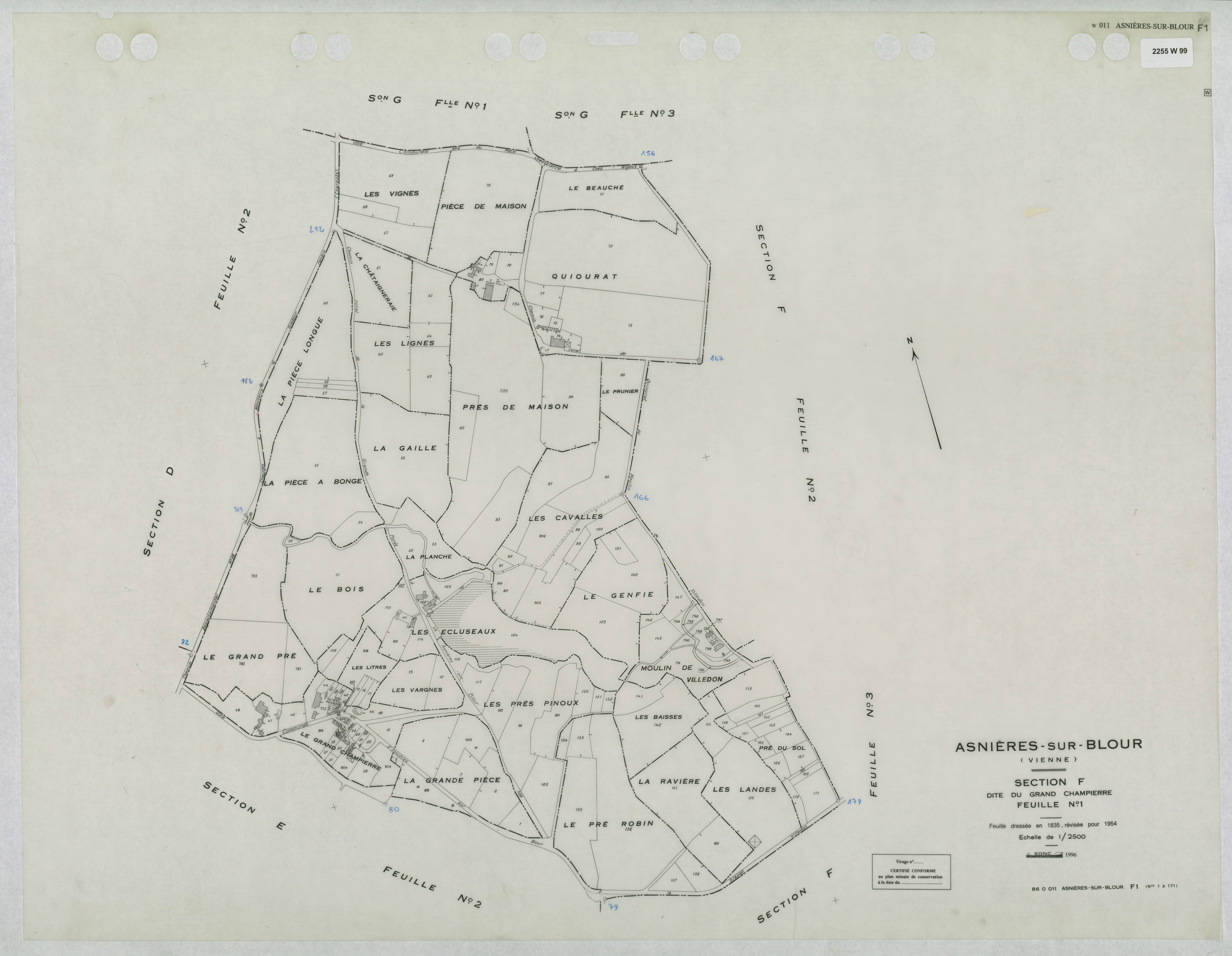 Asnières-sur-Blour - FRAD086_cadastre Plans mis à jour 