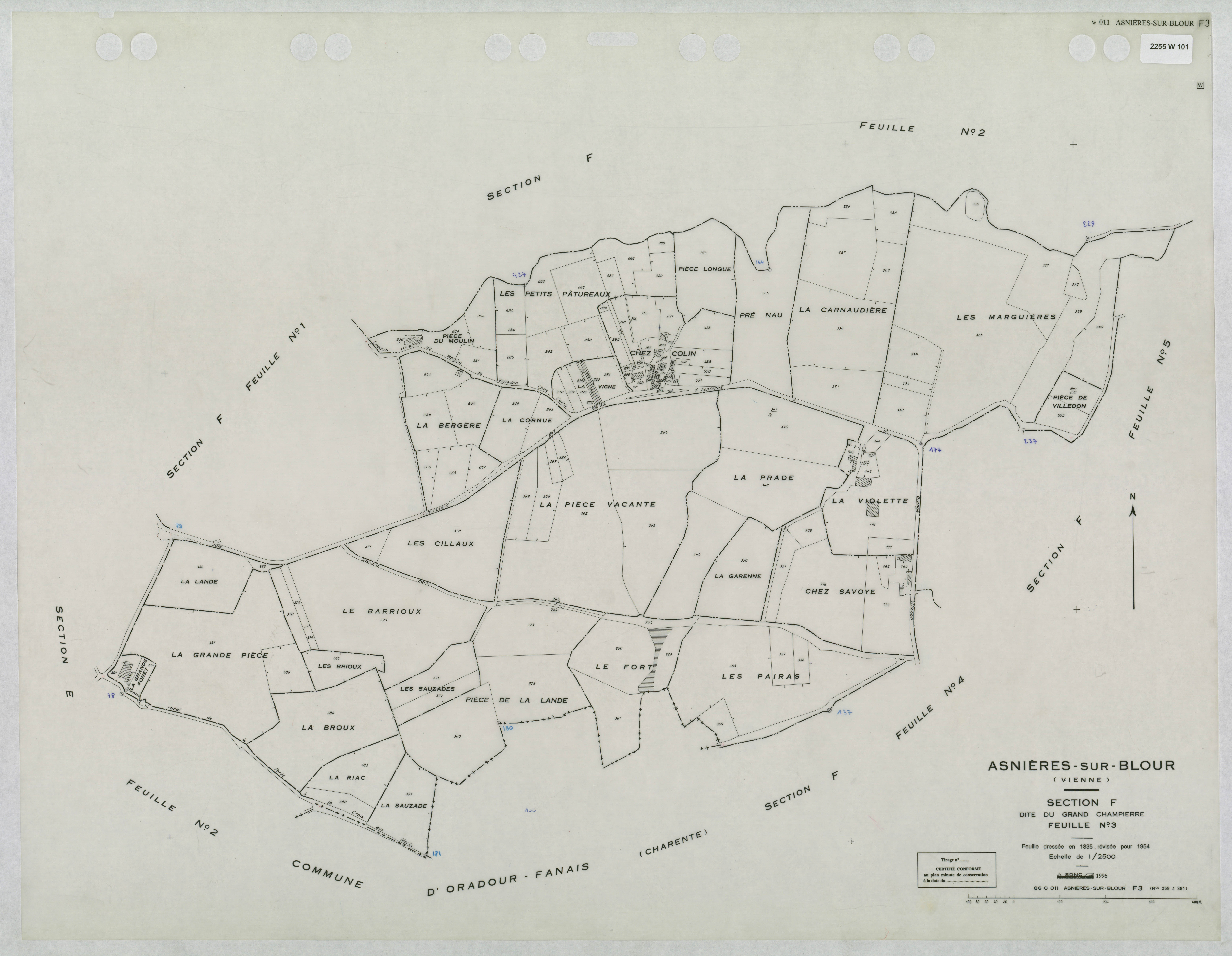 Asnières-sur-Blour - FRAD086_cadastre Plans mis à jour 