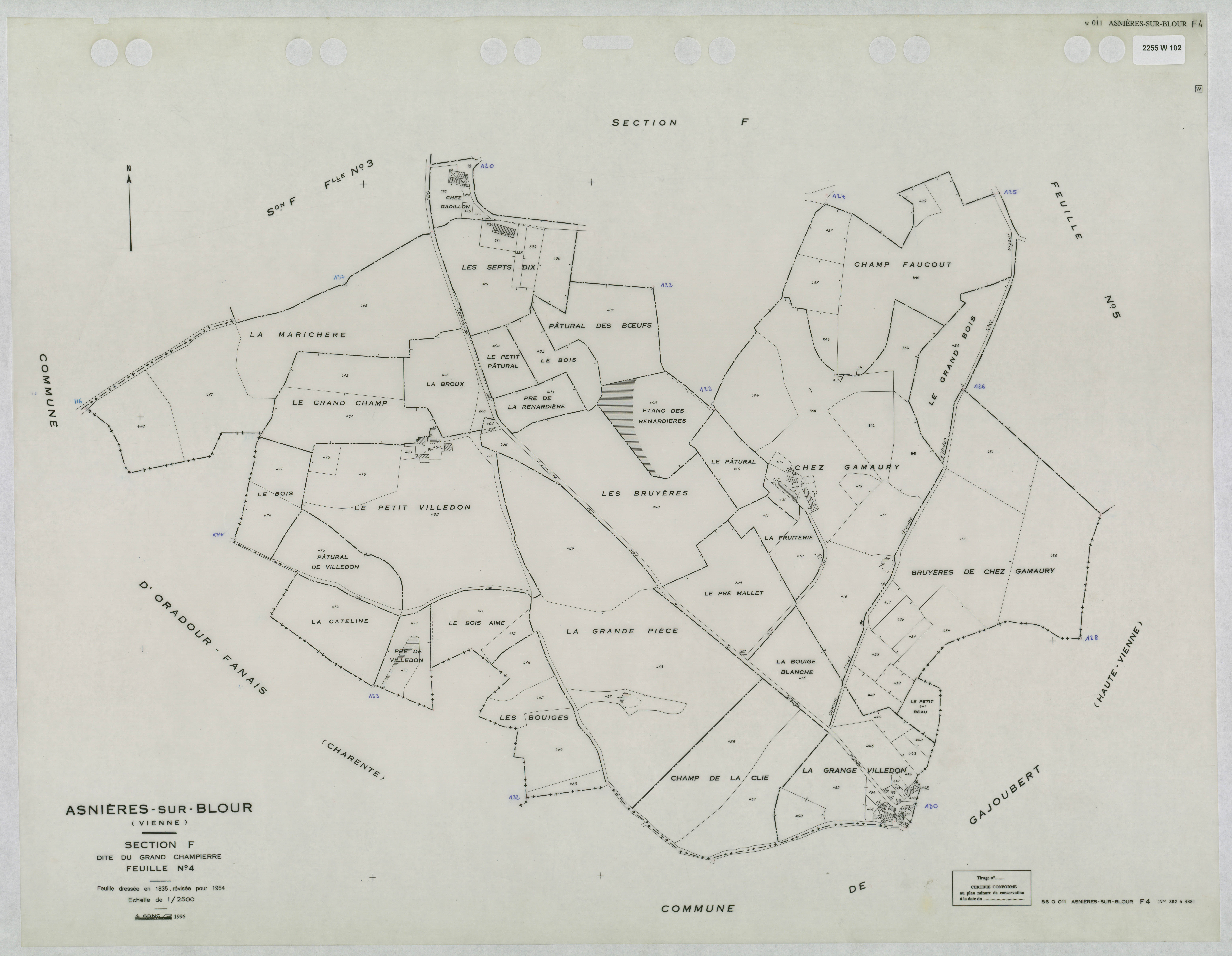 Asnières-sur-Blour - FRAD086_cadastre Plans mis à jour 