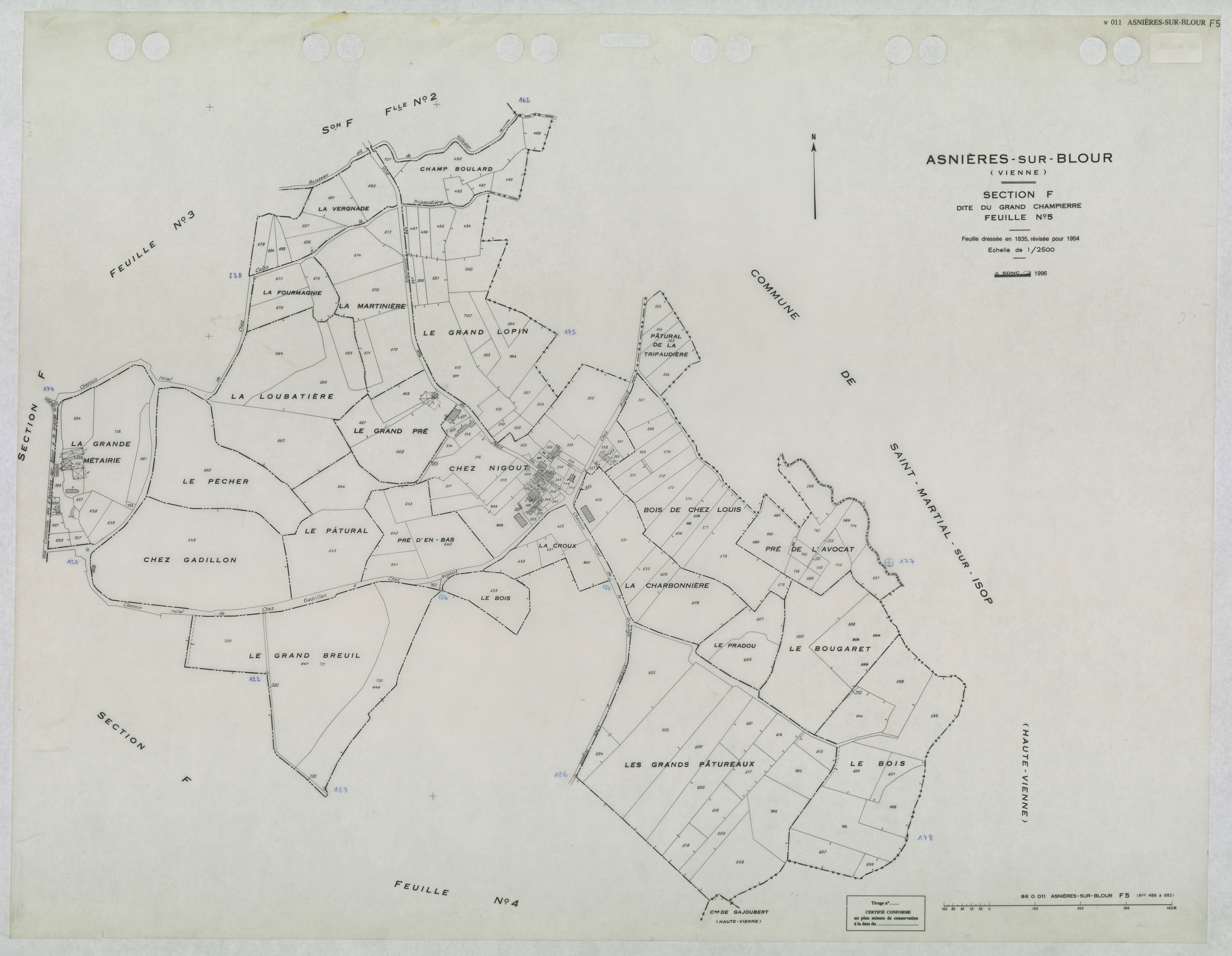Asnières-sur-Blour - FRAD086_cadastre Plans mis à jour 