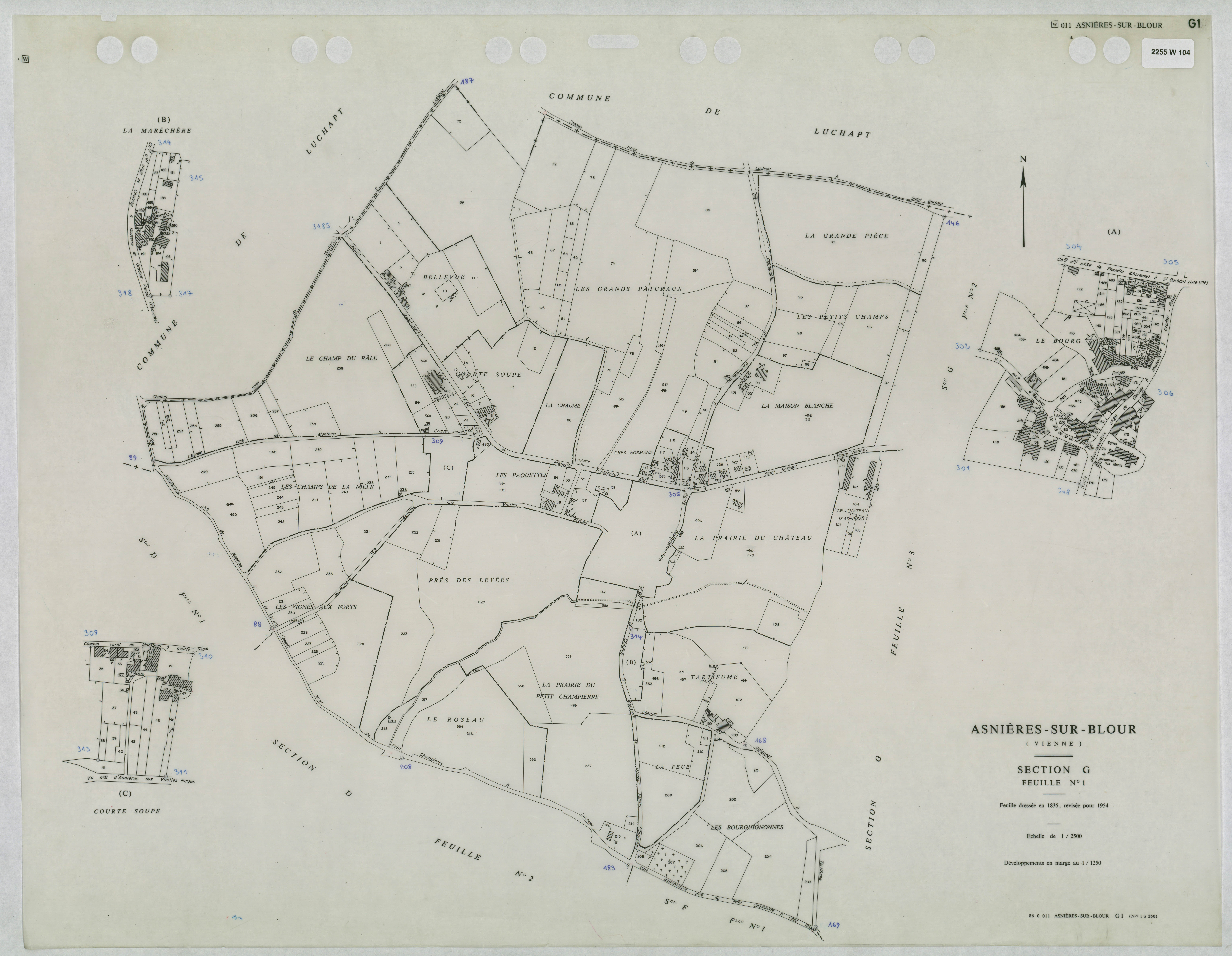 Asnières-sur-Blour - FRAD086_cadastre Plans mis à jour 