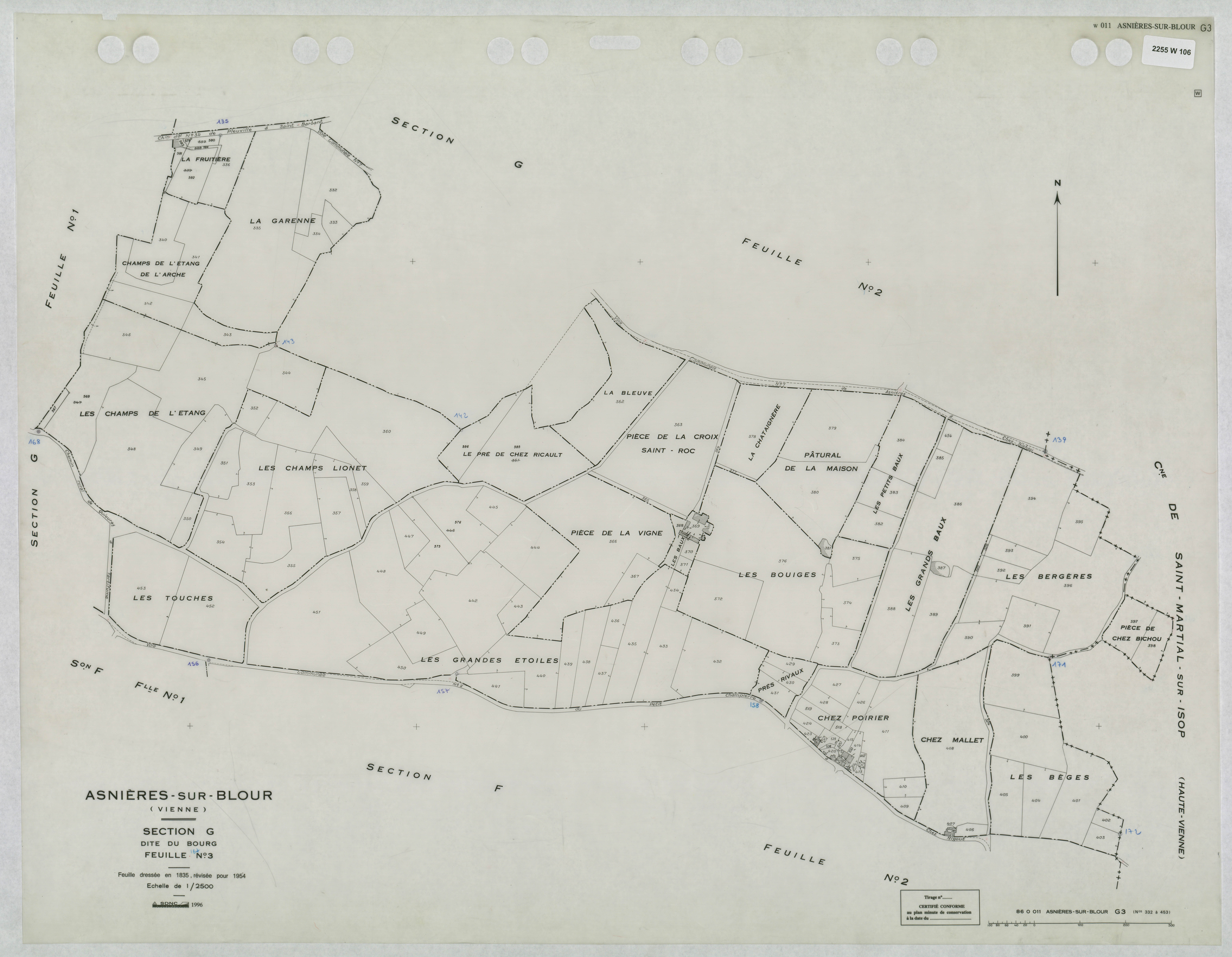 Asnières-sur-Blour - FRAD086_cadastre Plans mis à jour 