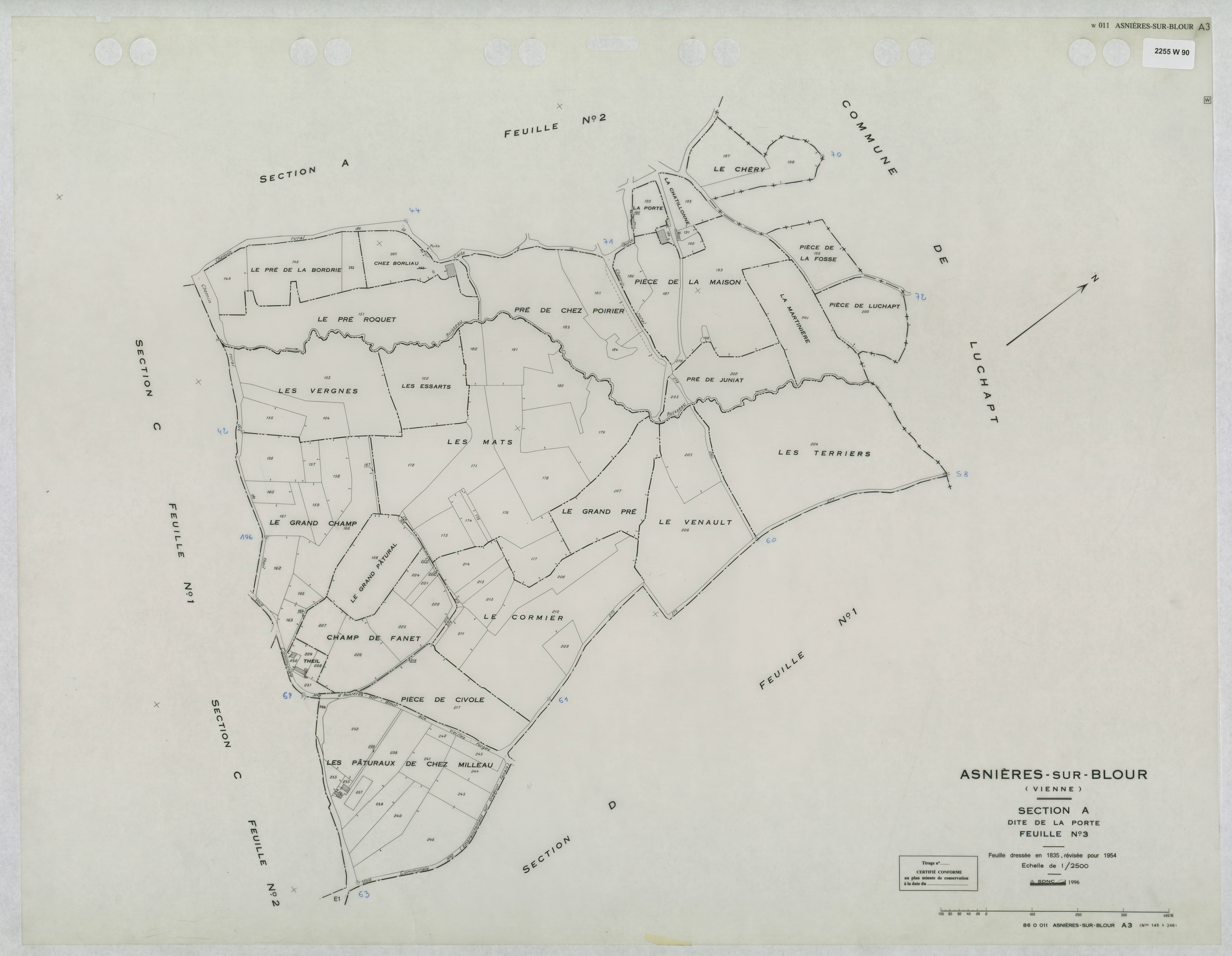 Asnières-sur-Blour - FRAD086_cadastre Plans mis à jour 