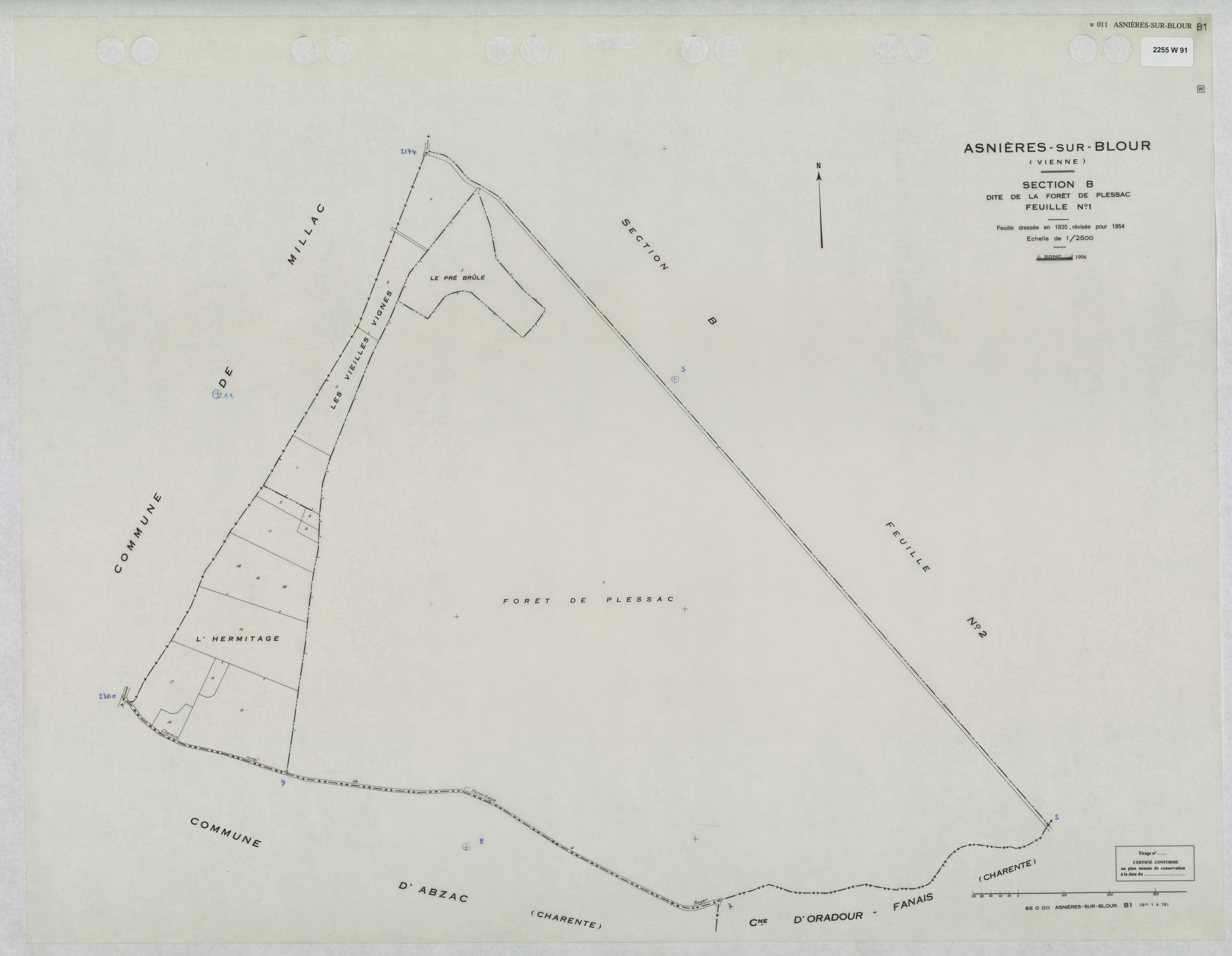 Asnières-sur-Blour - FRAD086_cadastre Plans mis à jour 