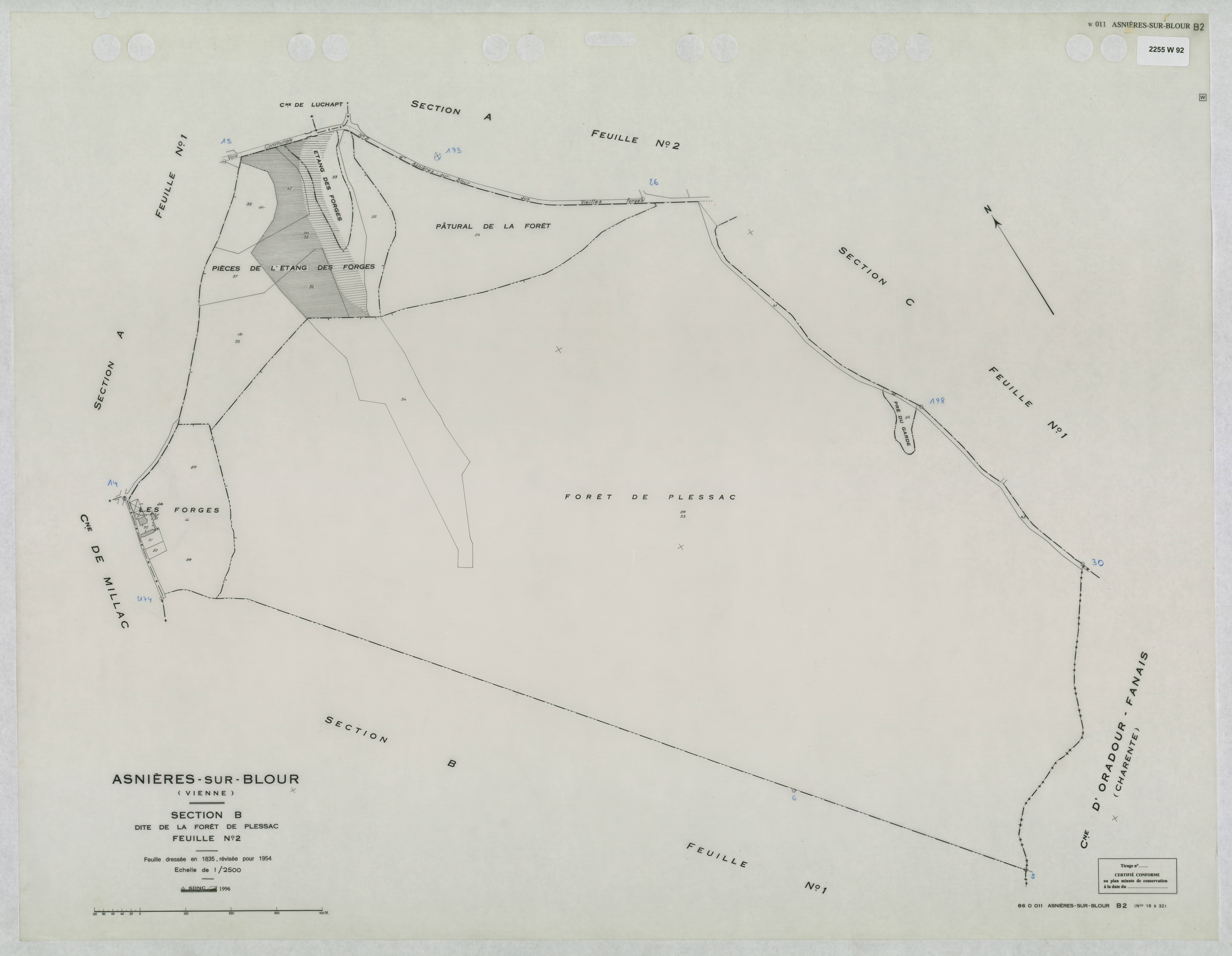 Asnières-sur-Blour - FRAD086_cadastre Plans mis à jour 