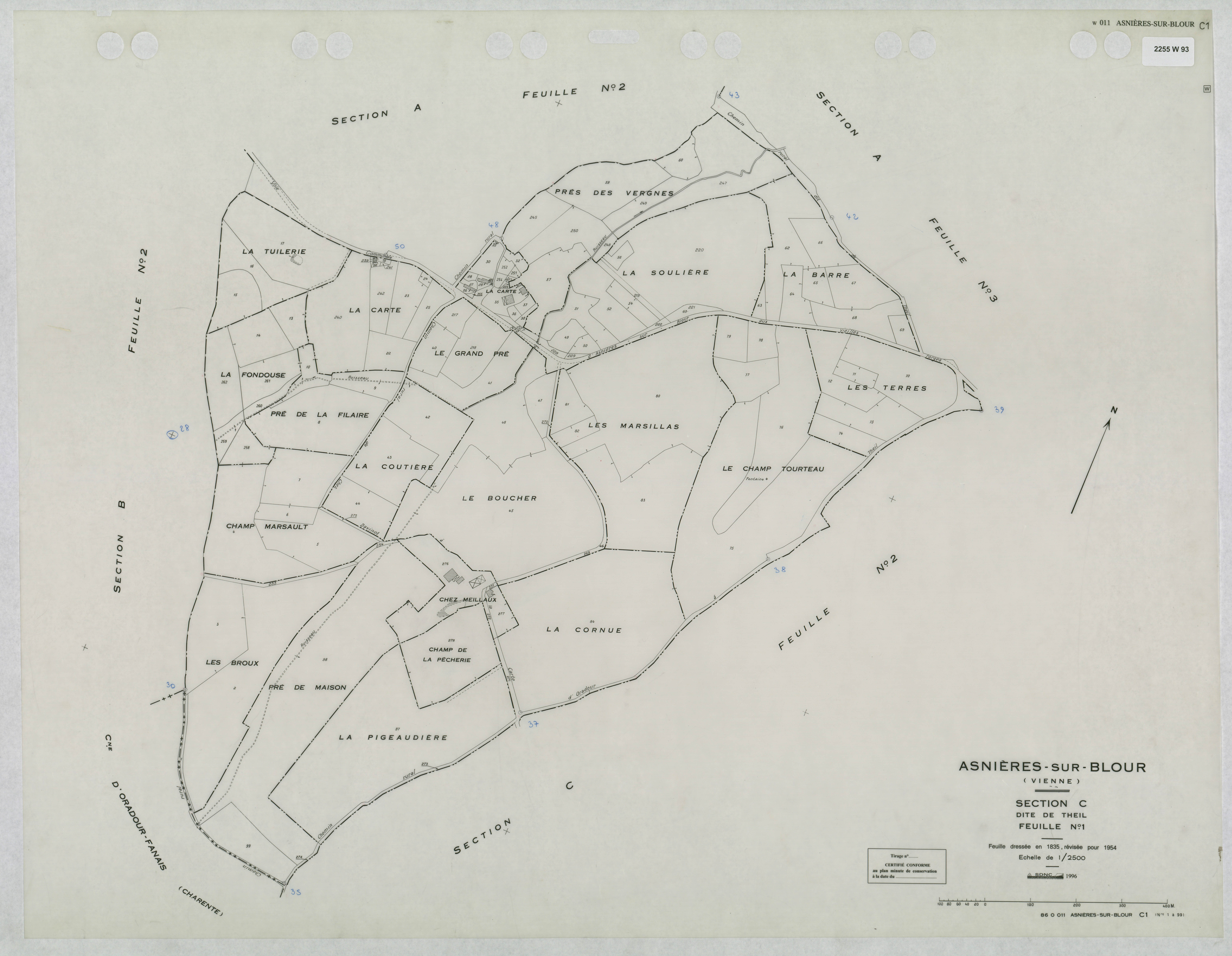 Asnières-sur-Blour - FRAD086_cadastre Plans mis à jour 