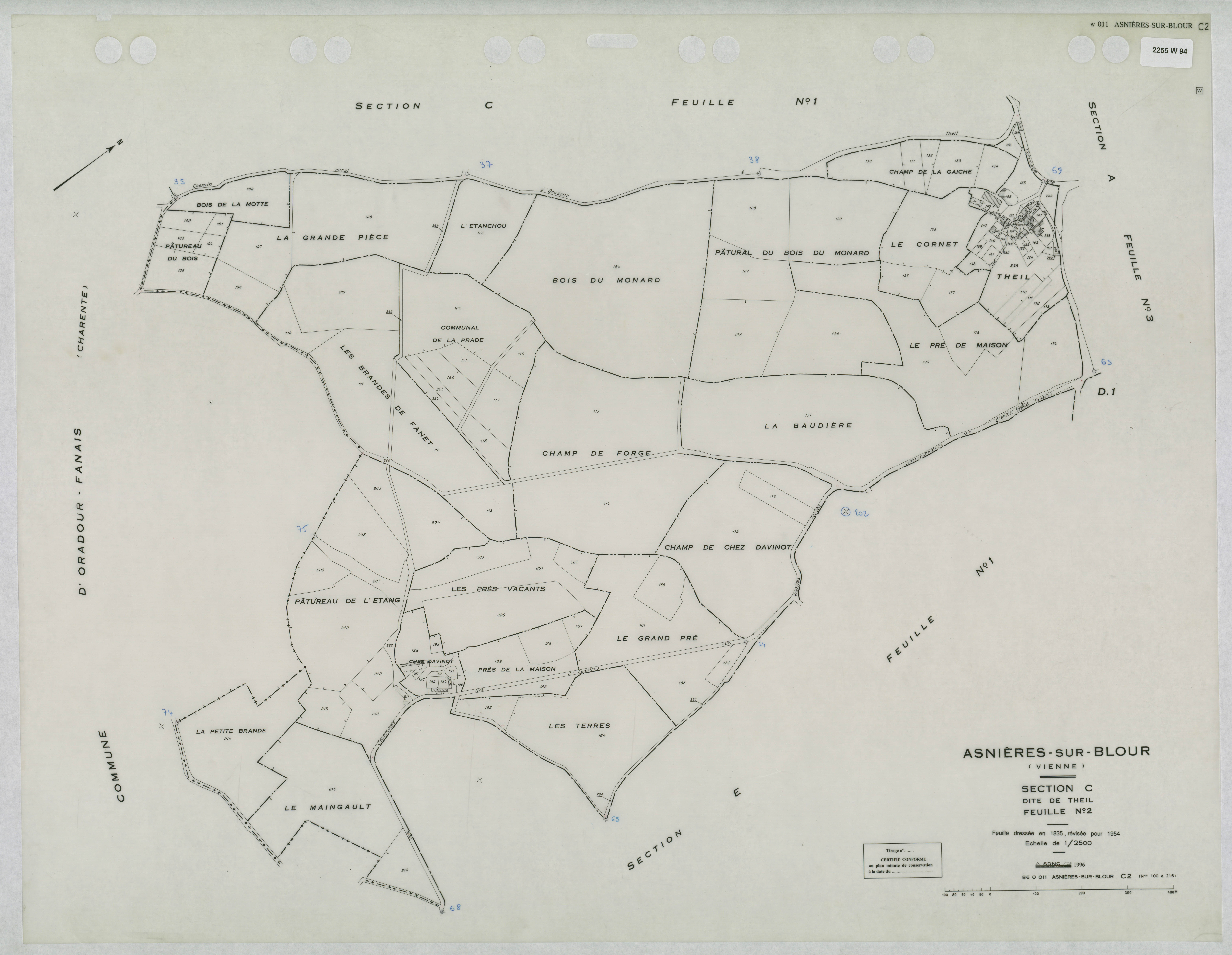Asnières-sur-Blour - FRAD086_cadastre Plans mis à jour 