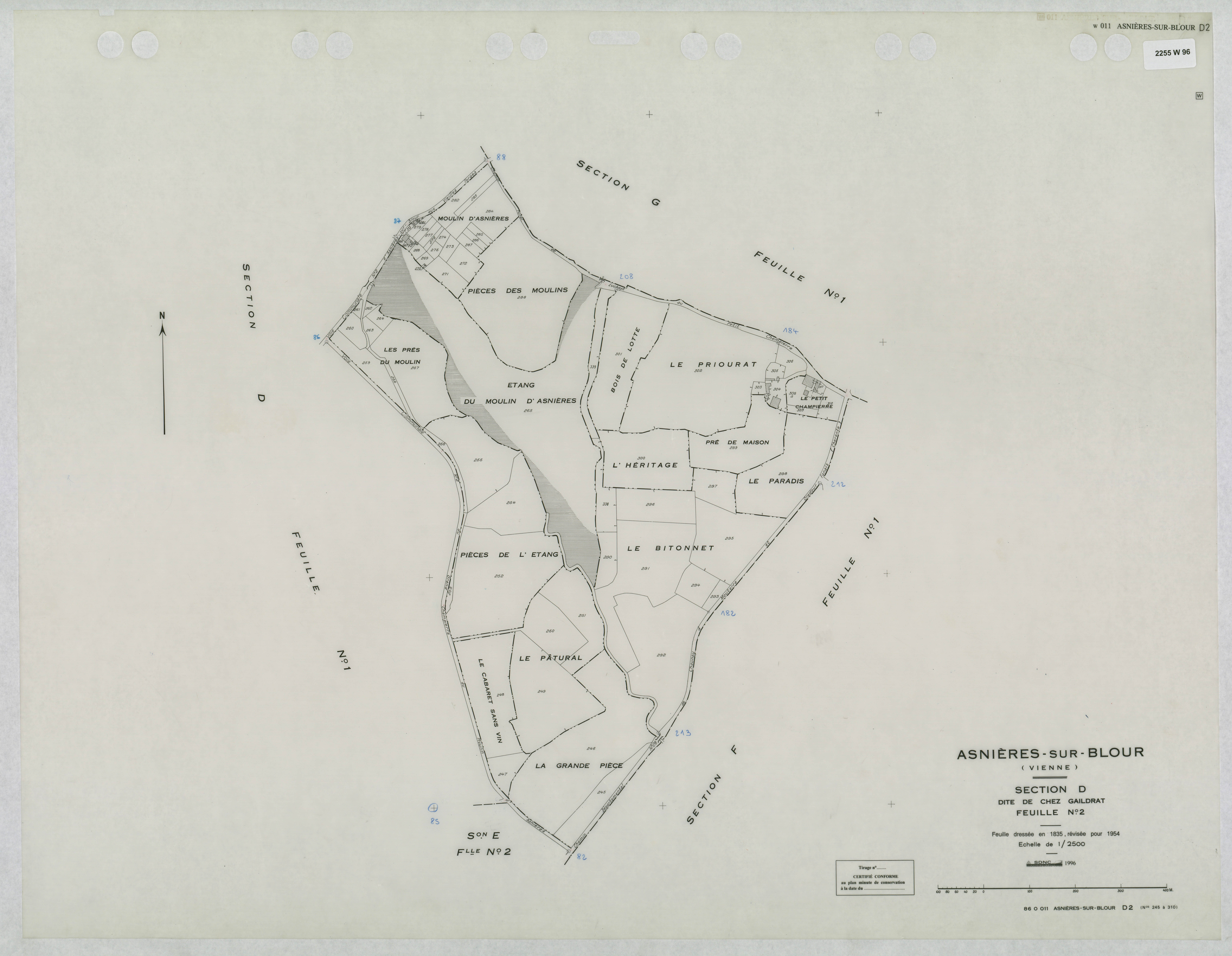 Asnières-sur-Blour - FRAD086_cadastre Plans mis à jour 