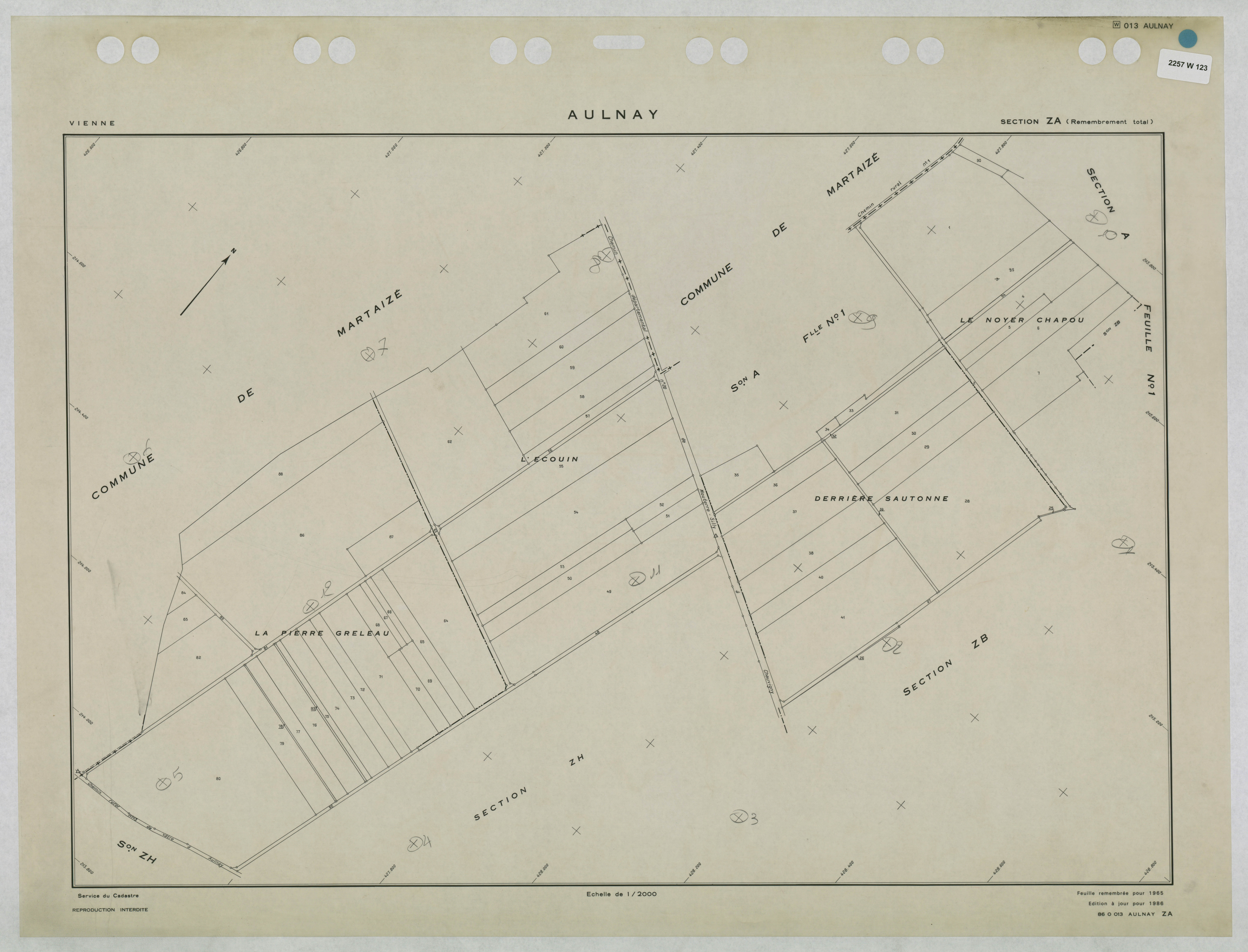 Aulnay - FRAD086_cadastre Plans remembrés 