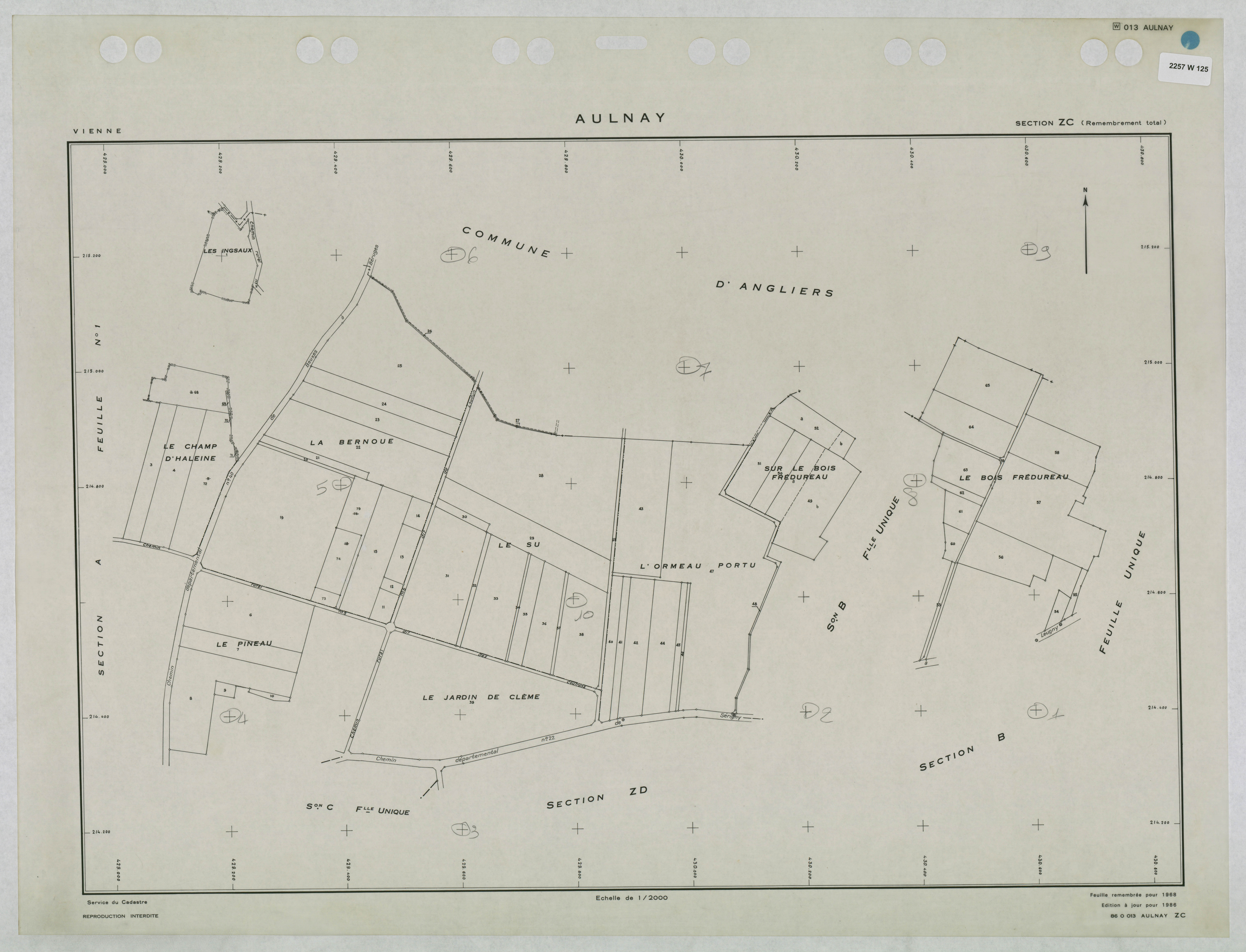 Aulnay - FRAD086_cadastre Plans remembrés 