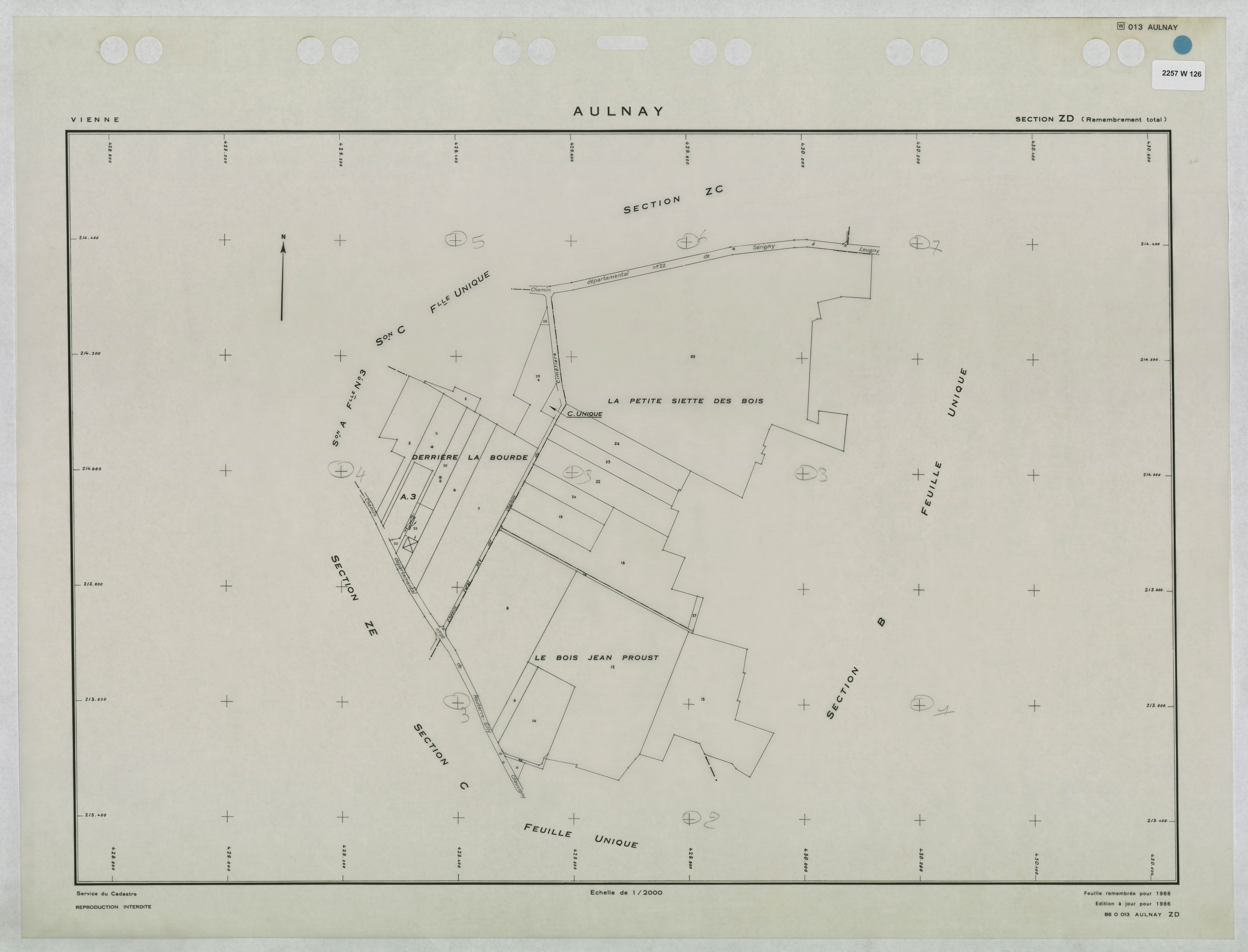 Aulnay - FRAD086_cadastre Plans remembrés 