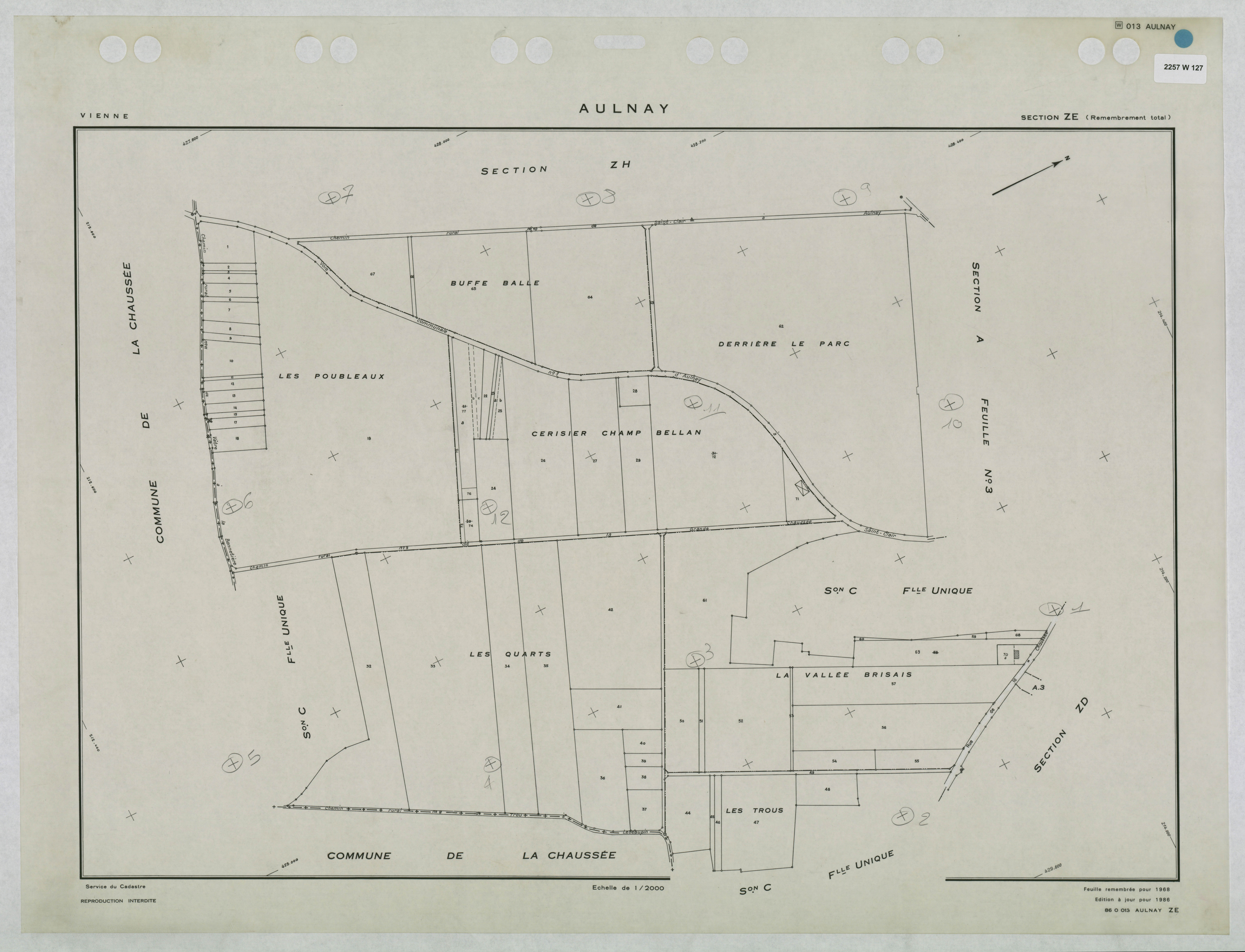 Aulnay - FRAD086_cadastre Plans remembrés 