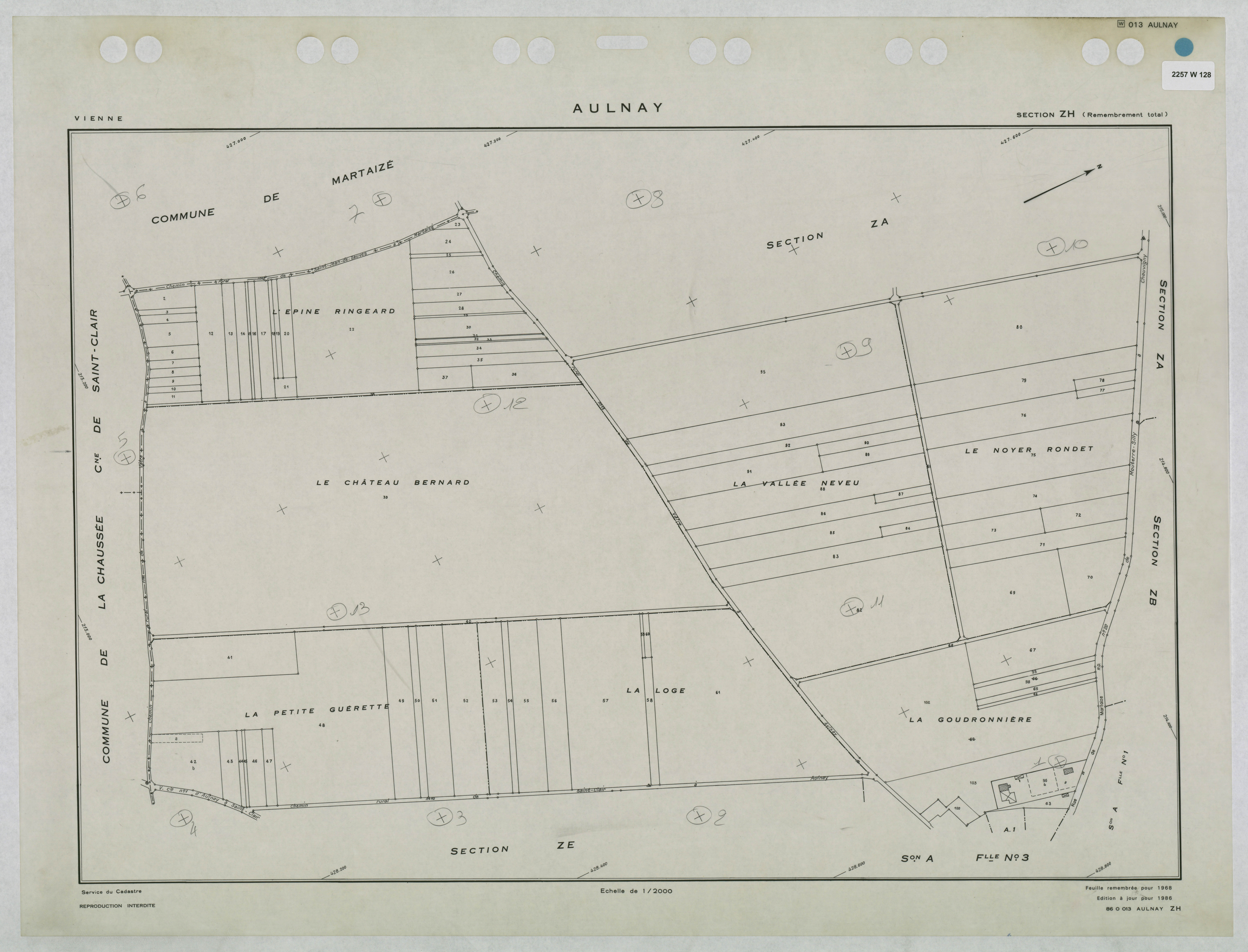 Aulnay - FRAD086_cadastre Plans remembrés 