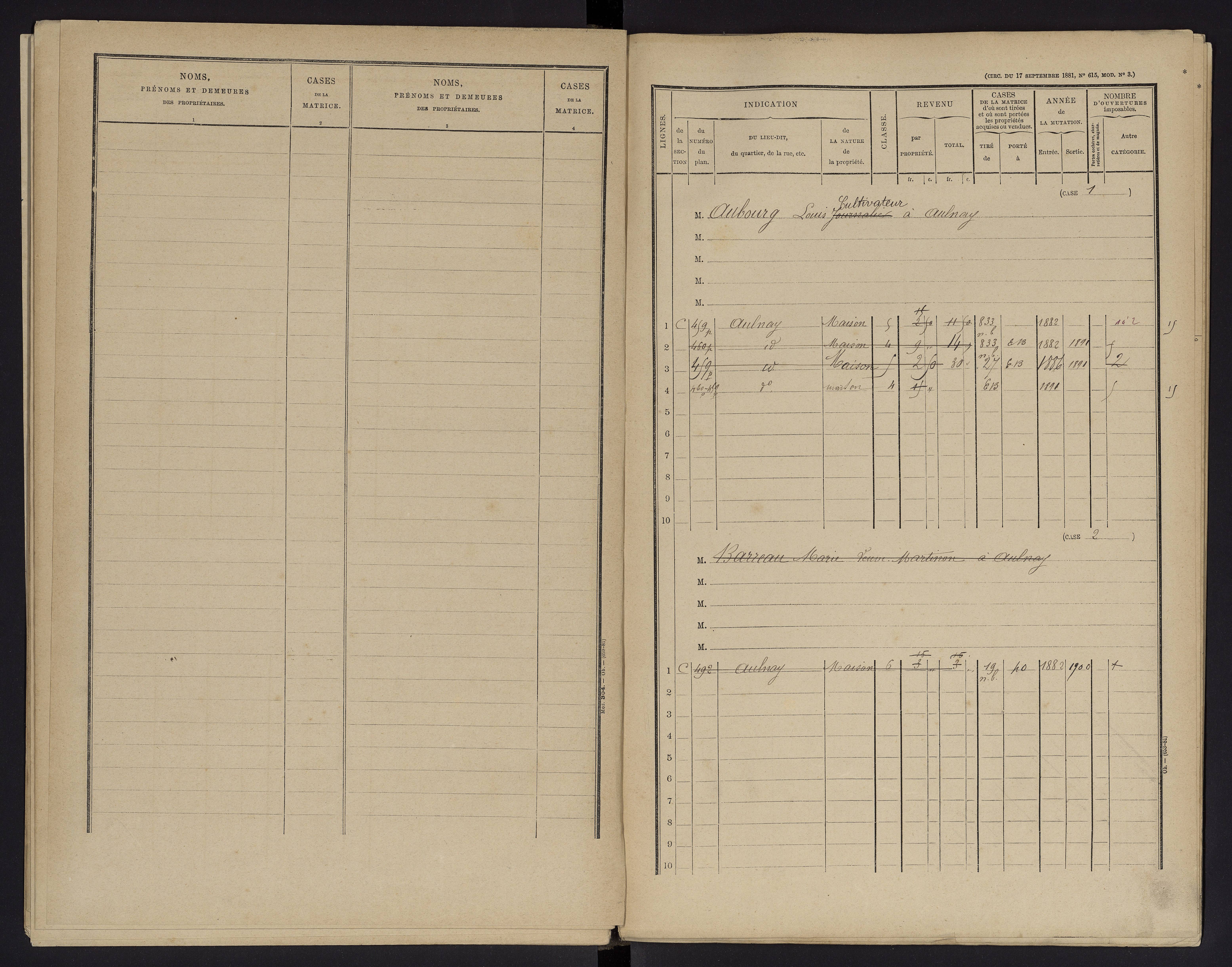 Aulnay - FRAD086_cadastre Cases 1-63 