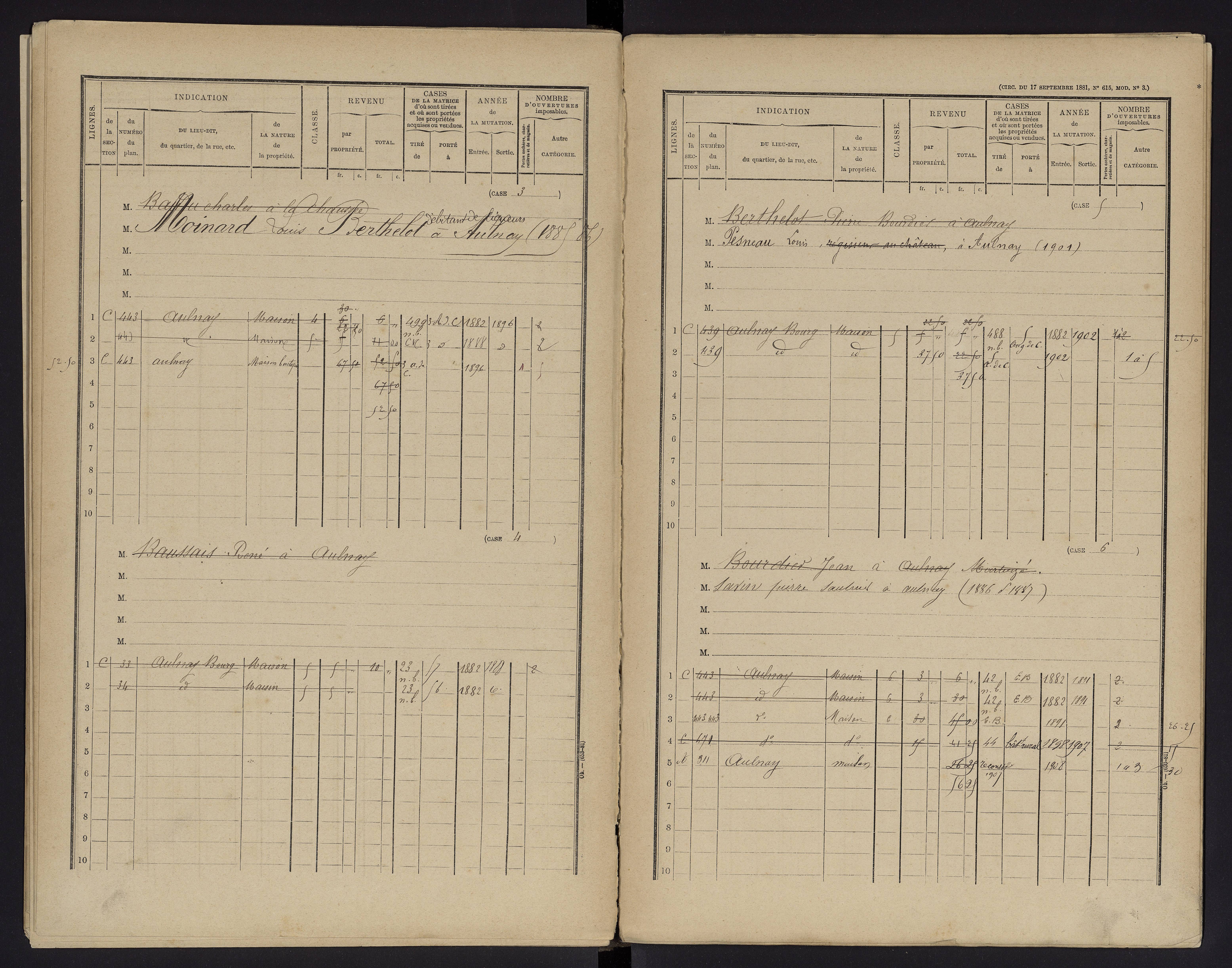 Aulnay - FRAD086_cadastre Cases 1-63 
