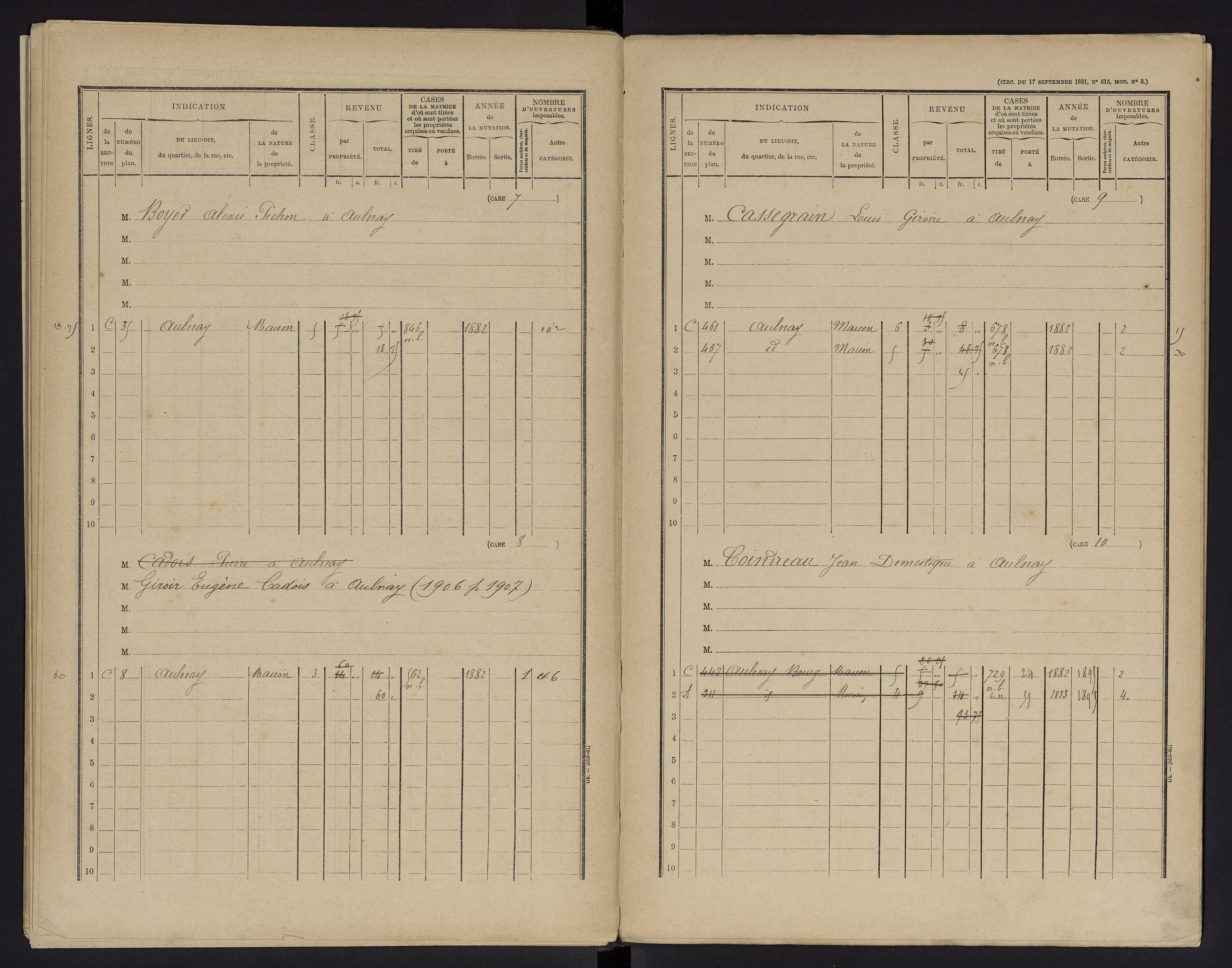 Aulnay - FRAD086_cadastre Cases 1-63 