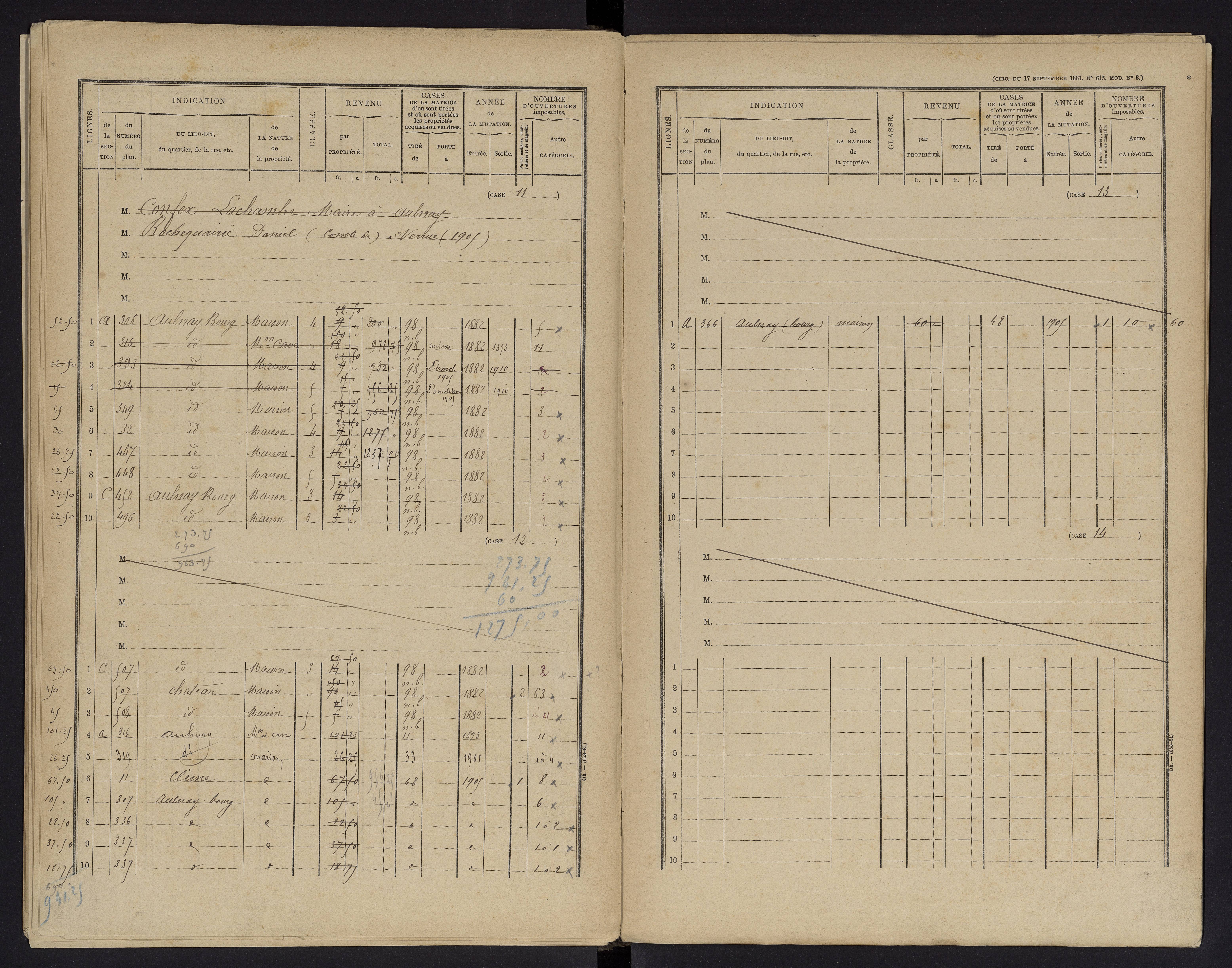 Aulnay - FRAD086_cadastre Cases 1-63 