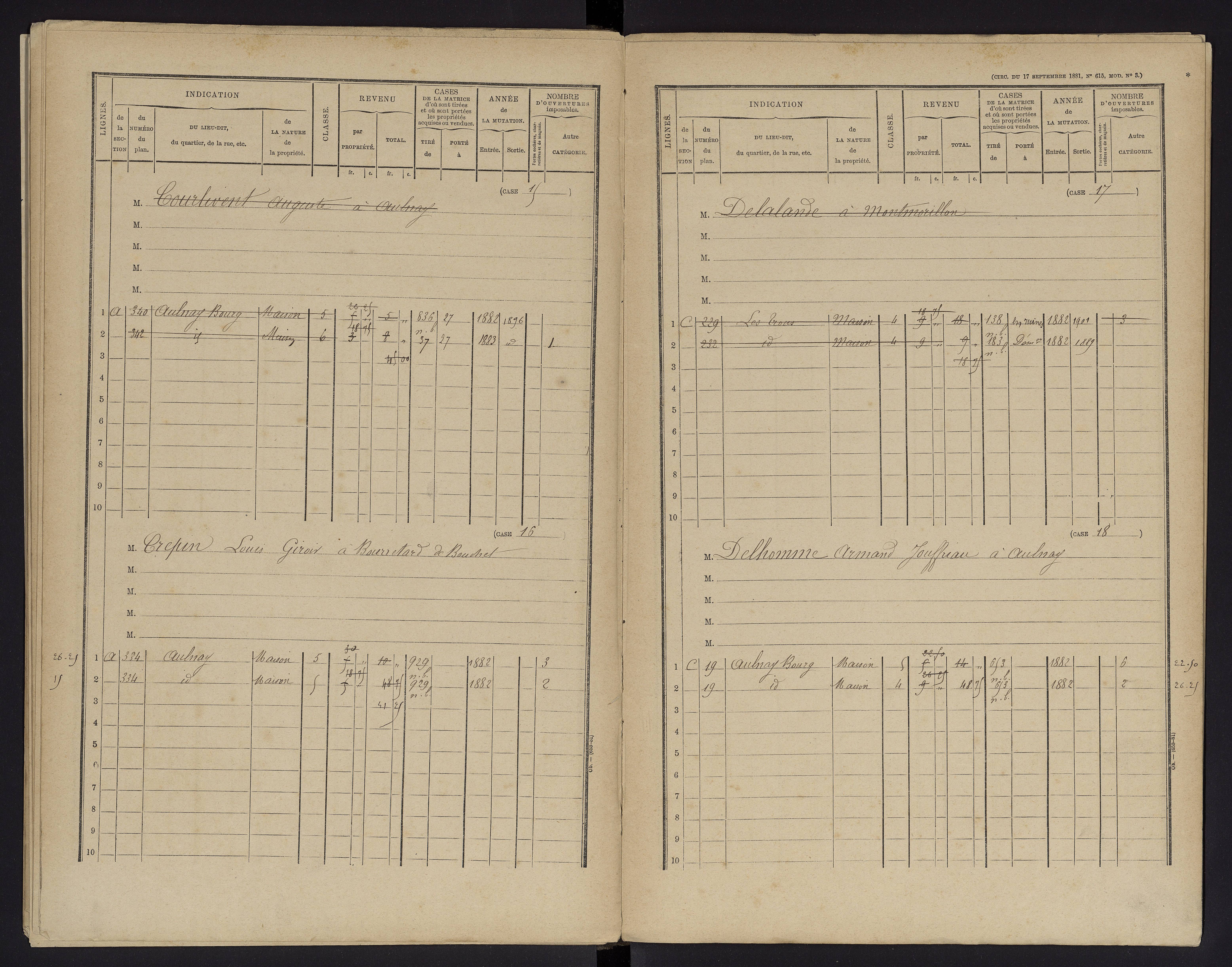 Aulnay - FRAD086_cadastre Cases 1-63 