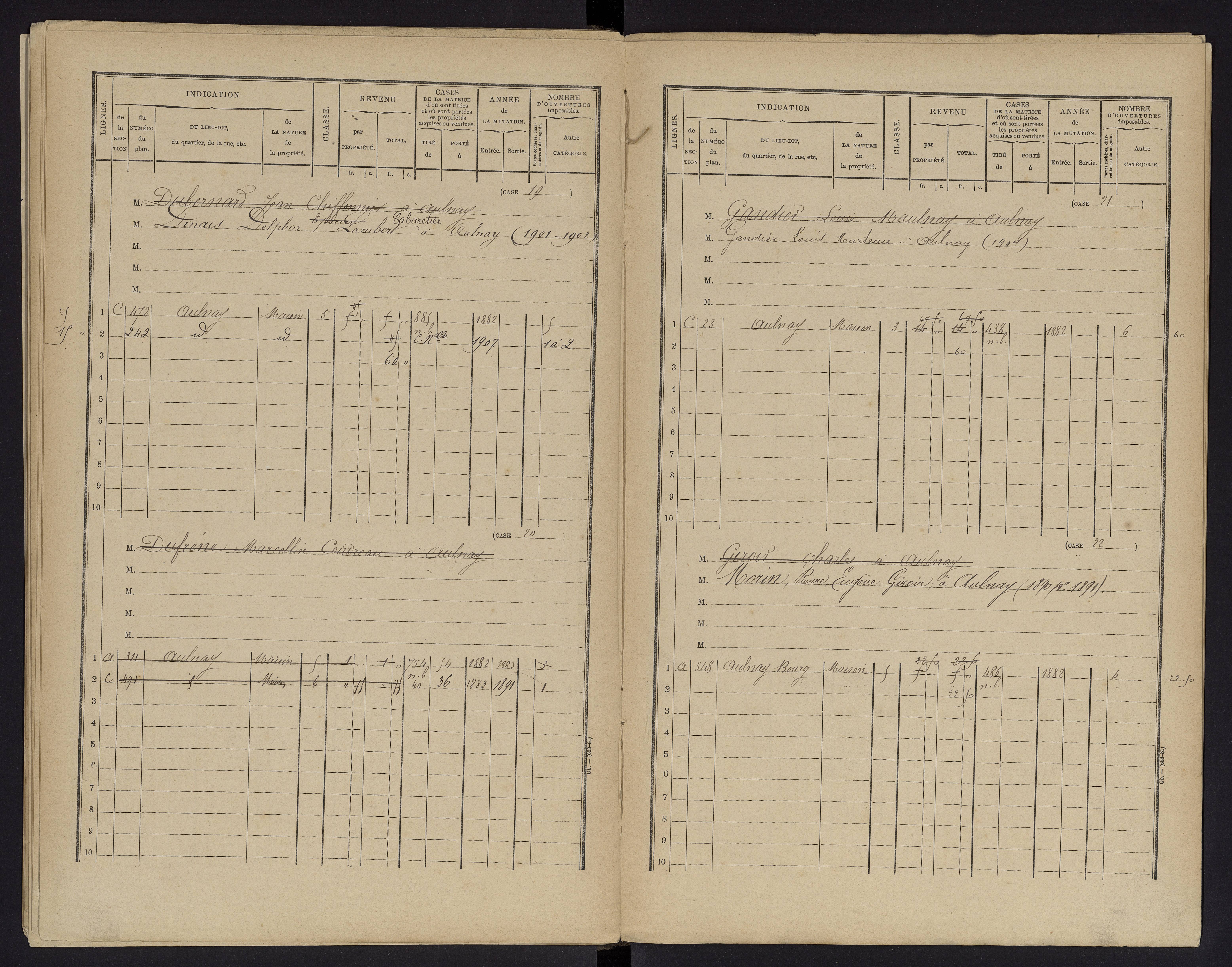 Aulnay - FRAD086_cadastre Cases 1-63 