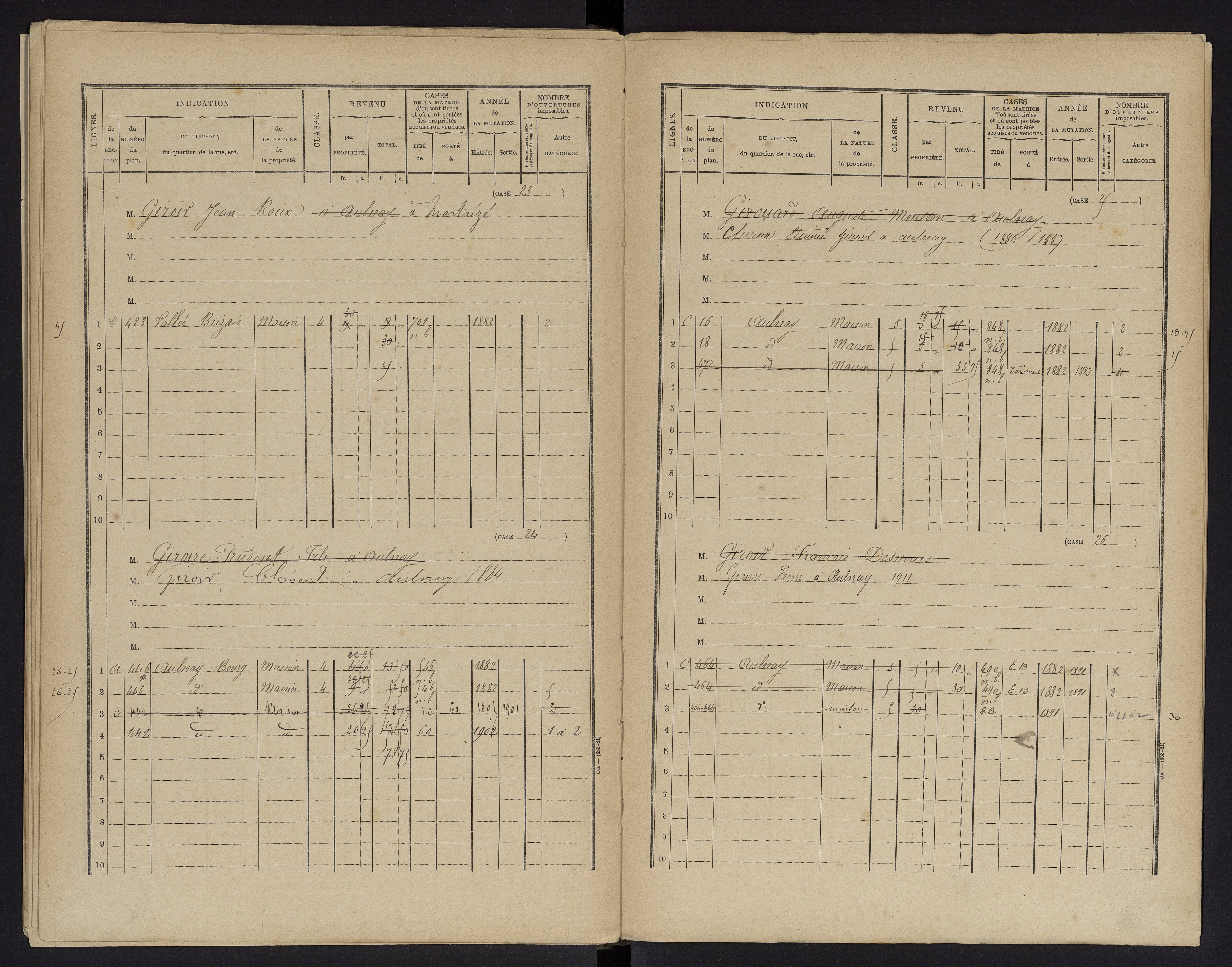 Aulnay - FRAD086_cadastre Cases 1-63 