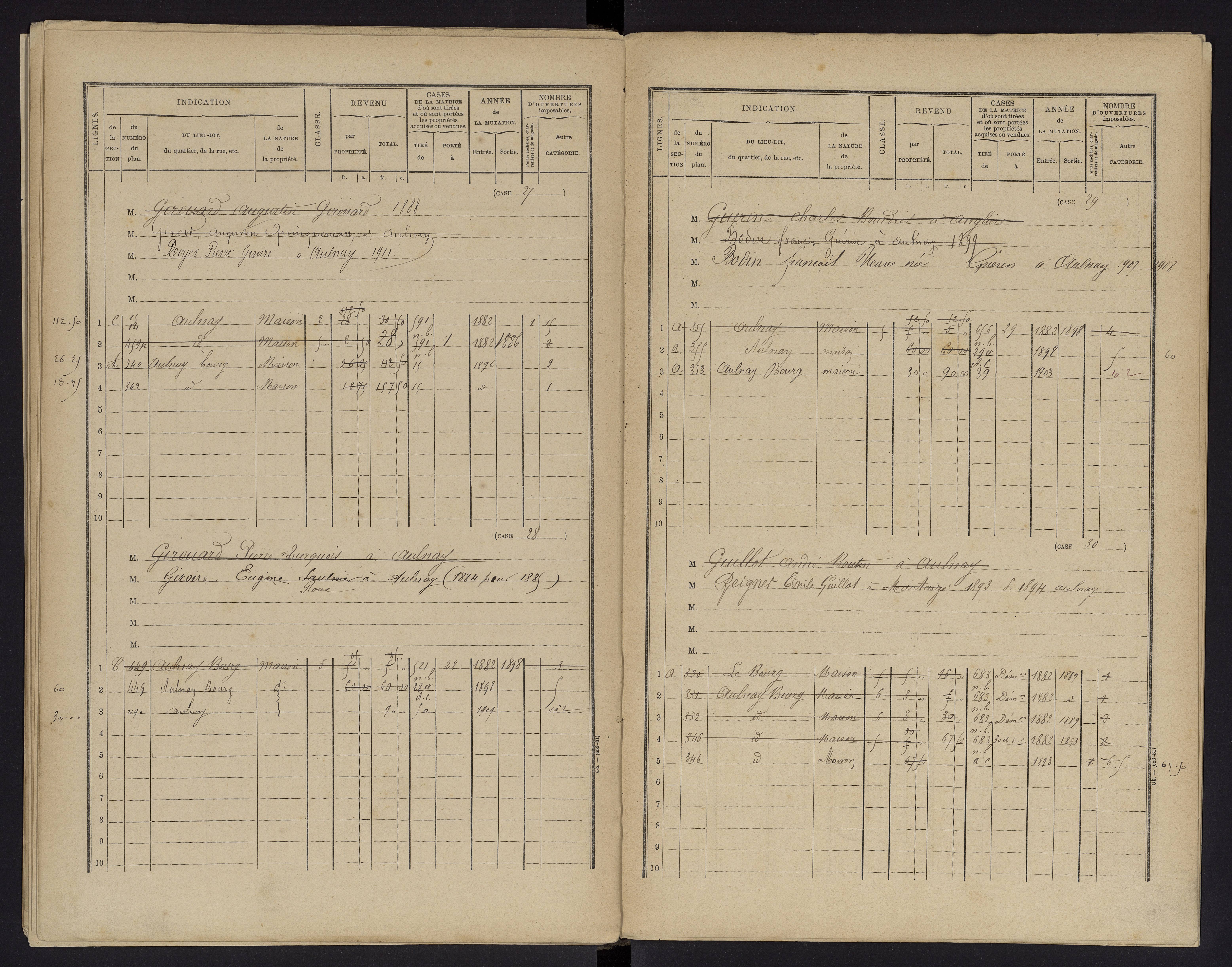 Aulnay - FRAD086_cadastre Cases 1-63 
