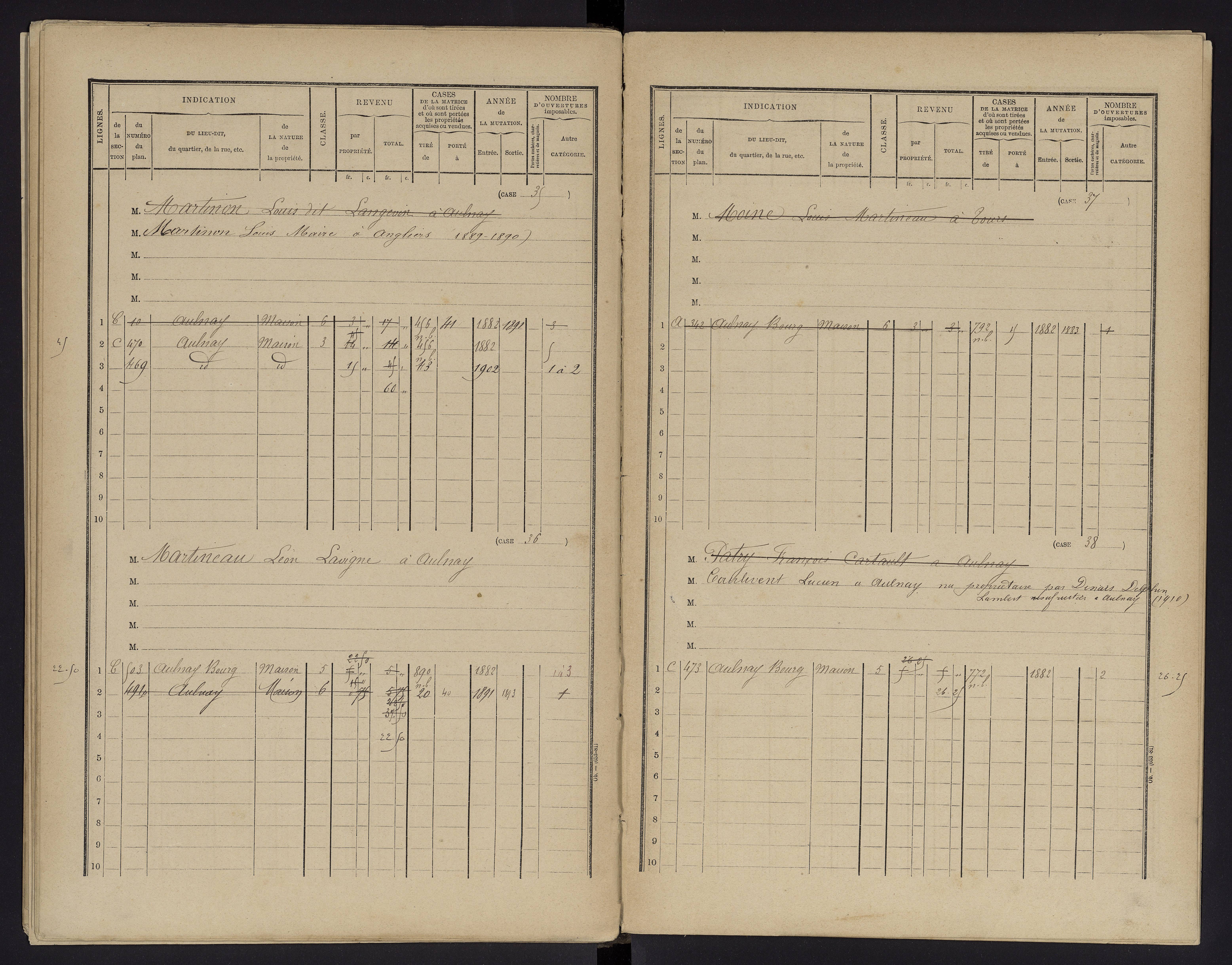 Aulnay - FRAD086_cadastre Cases 1-63 