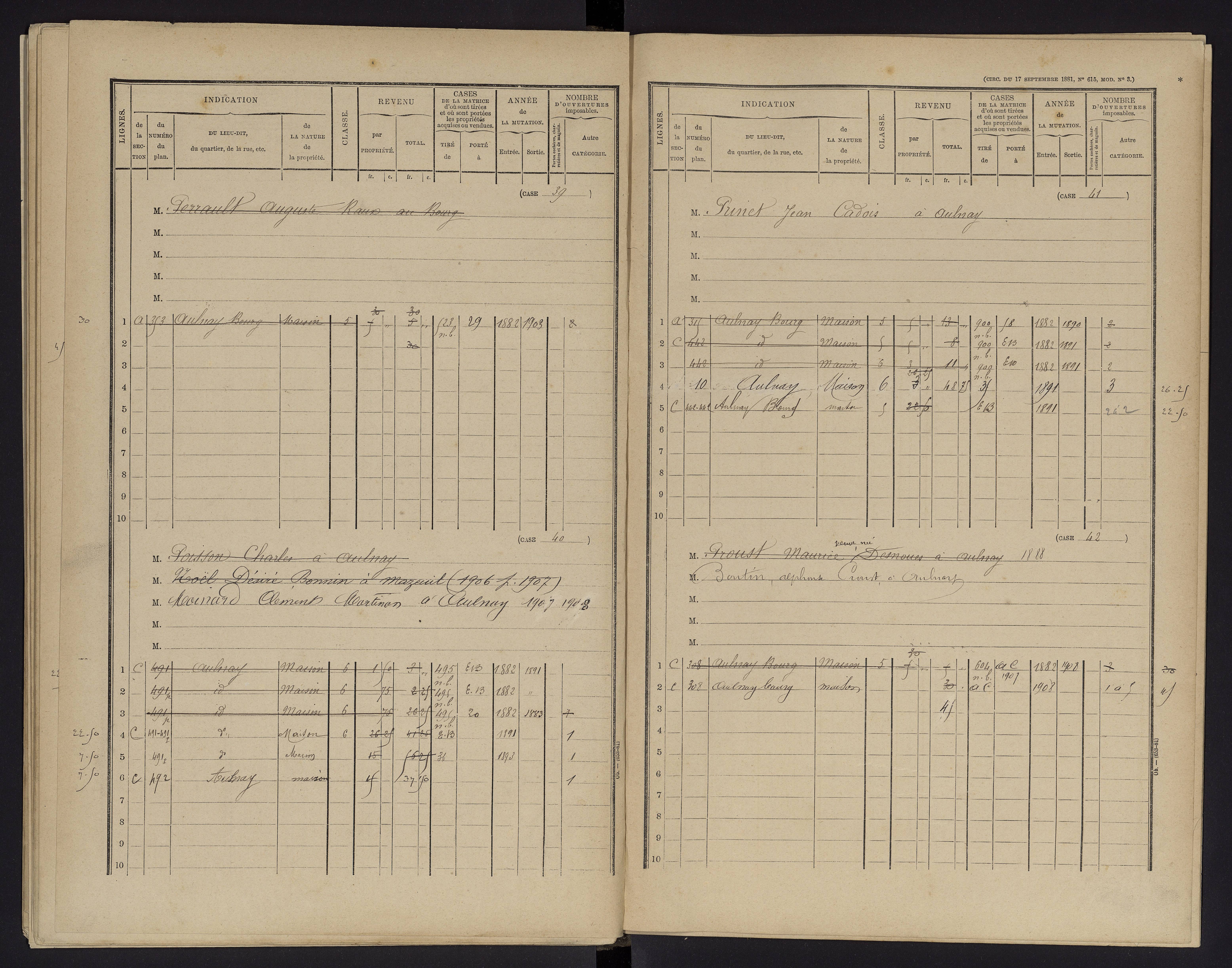 Aulnay - FRAD086_cadastre Cases 1-63 