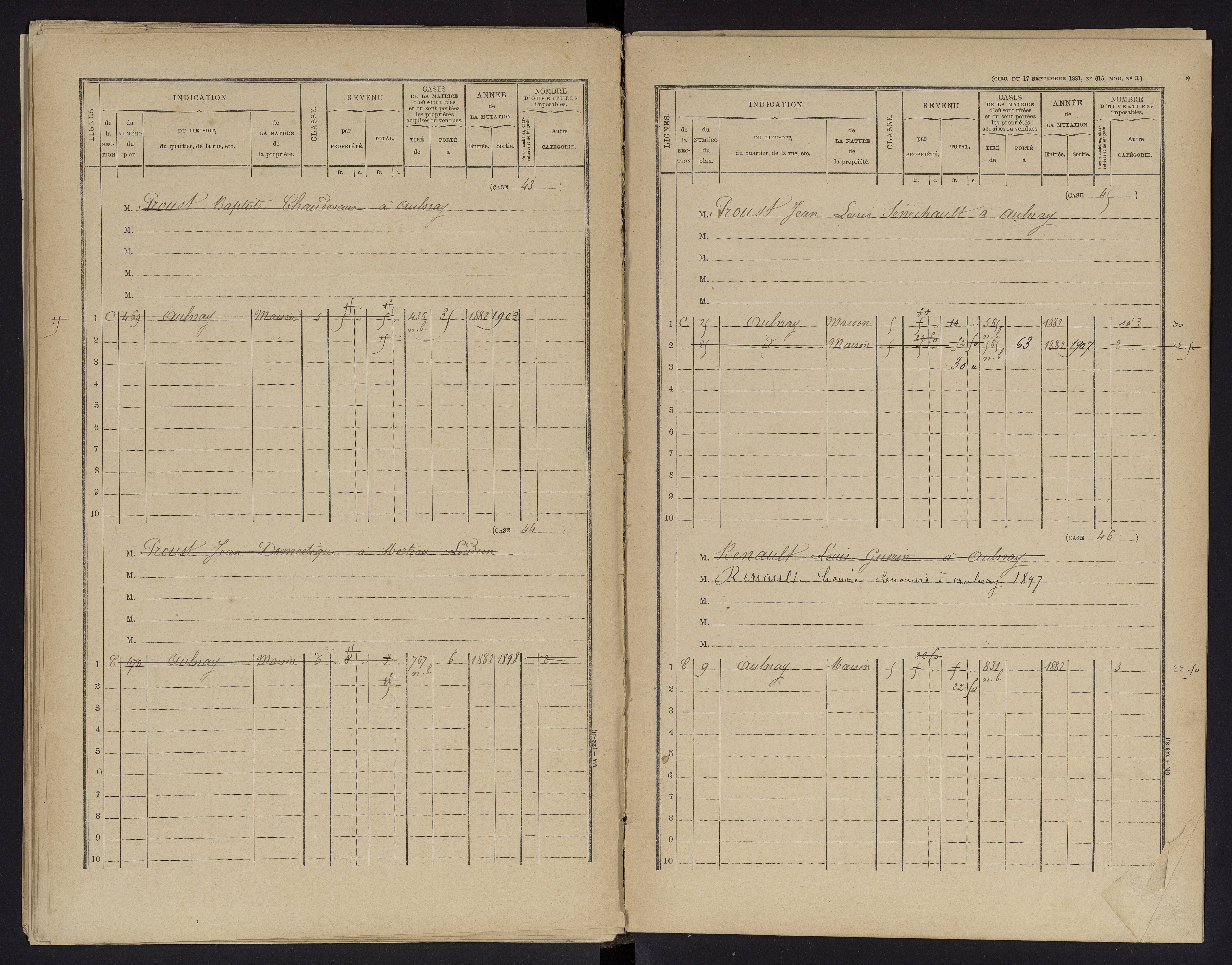 Aulnay - FRAD086_cadastre Cases 1-63 