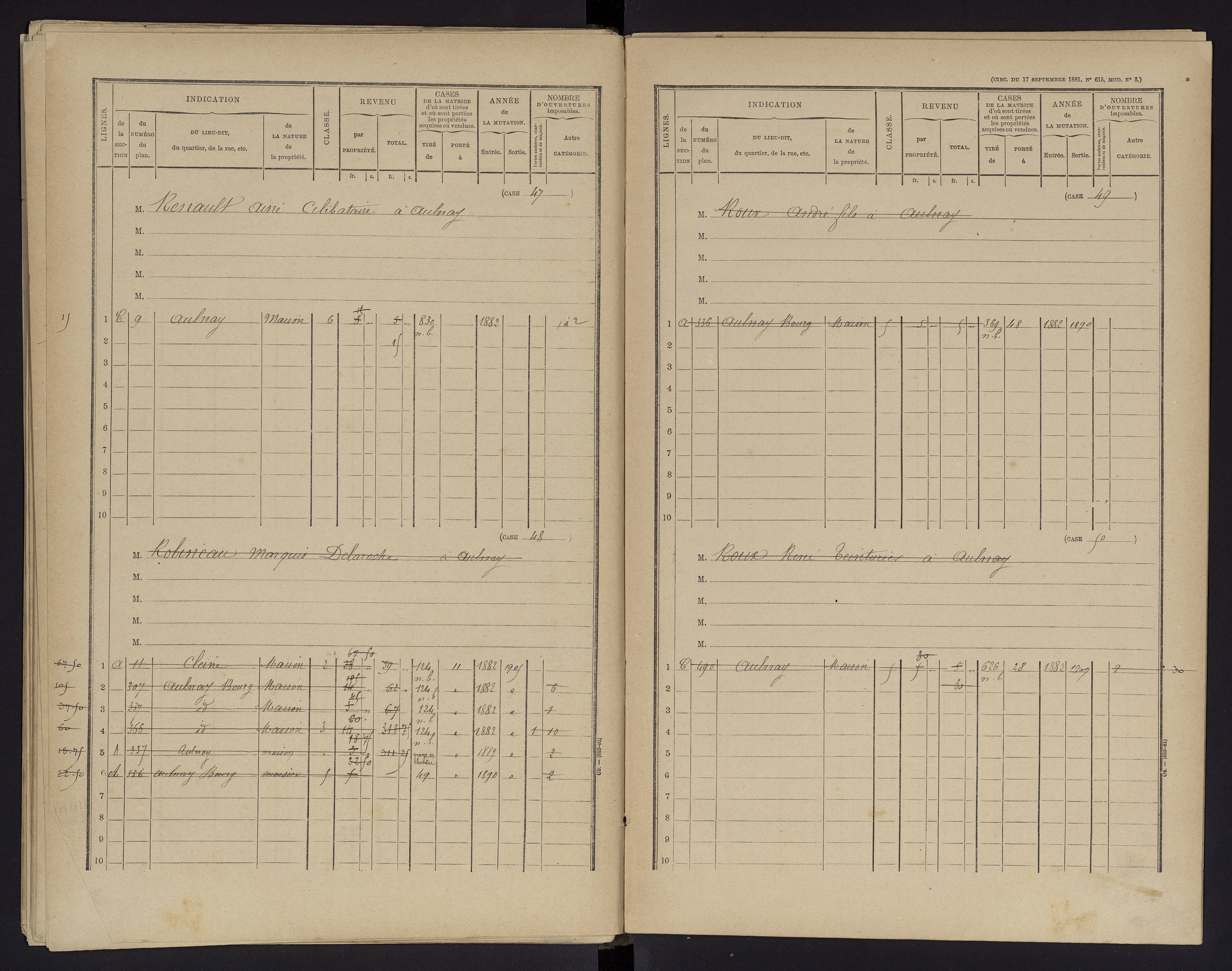 Aulnay - FRAD086_cadastre Cases 1-63 