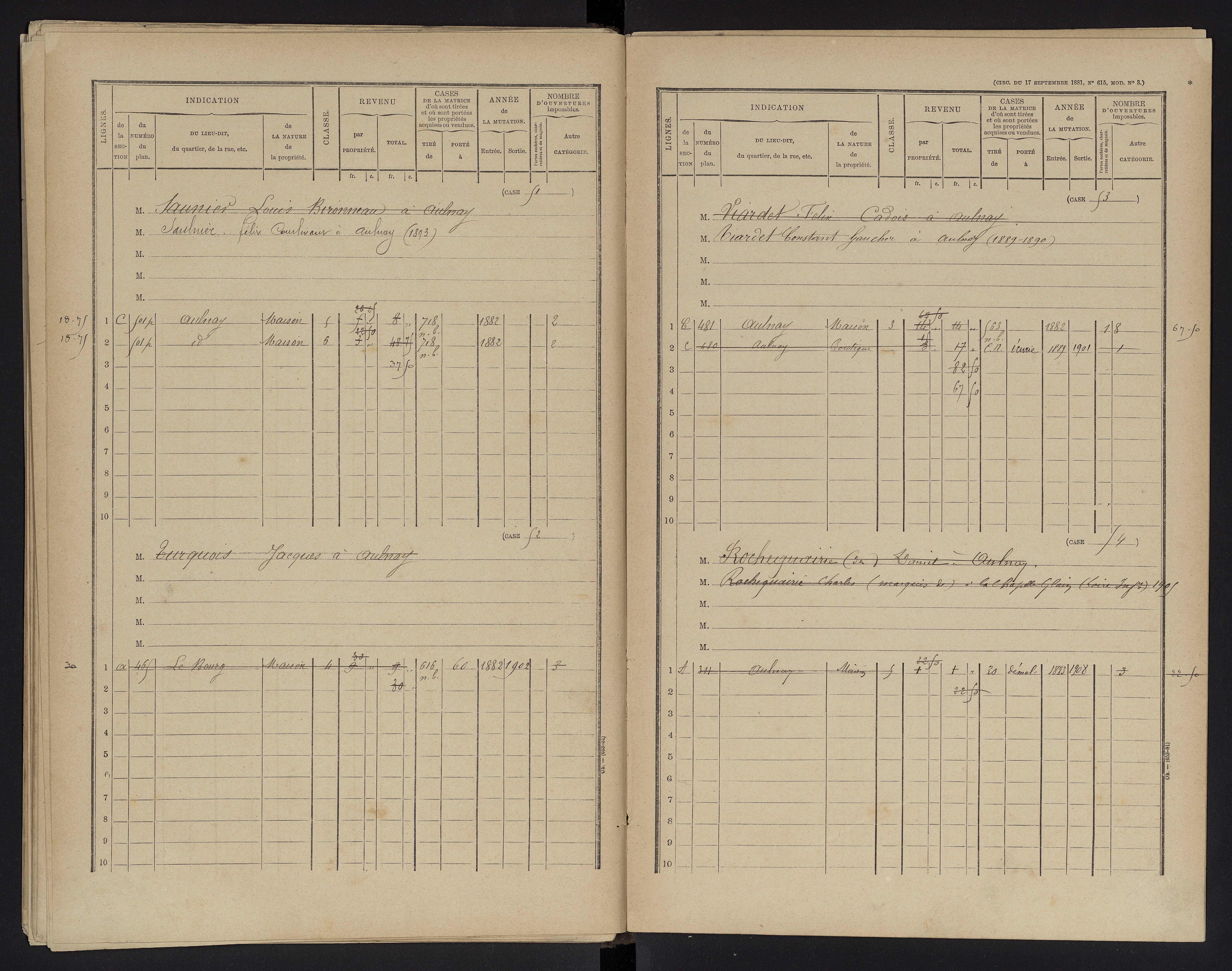 Aulnay - FRAD086_cadastre Cases 1-63 