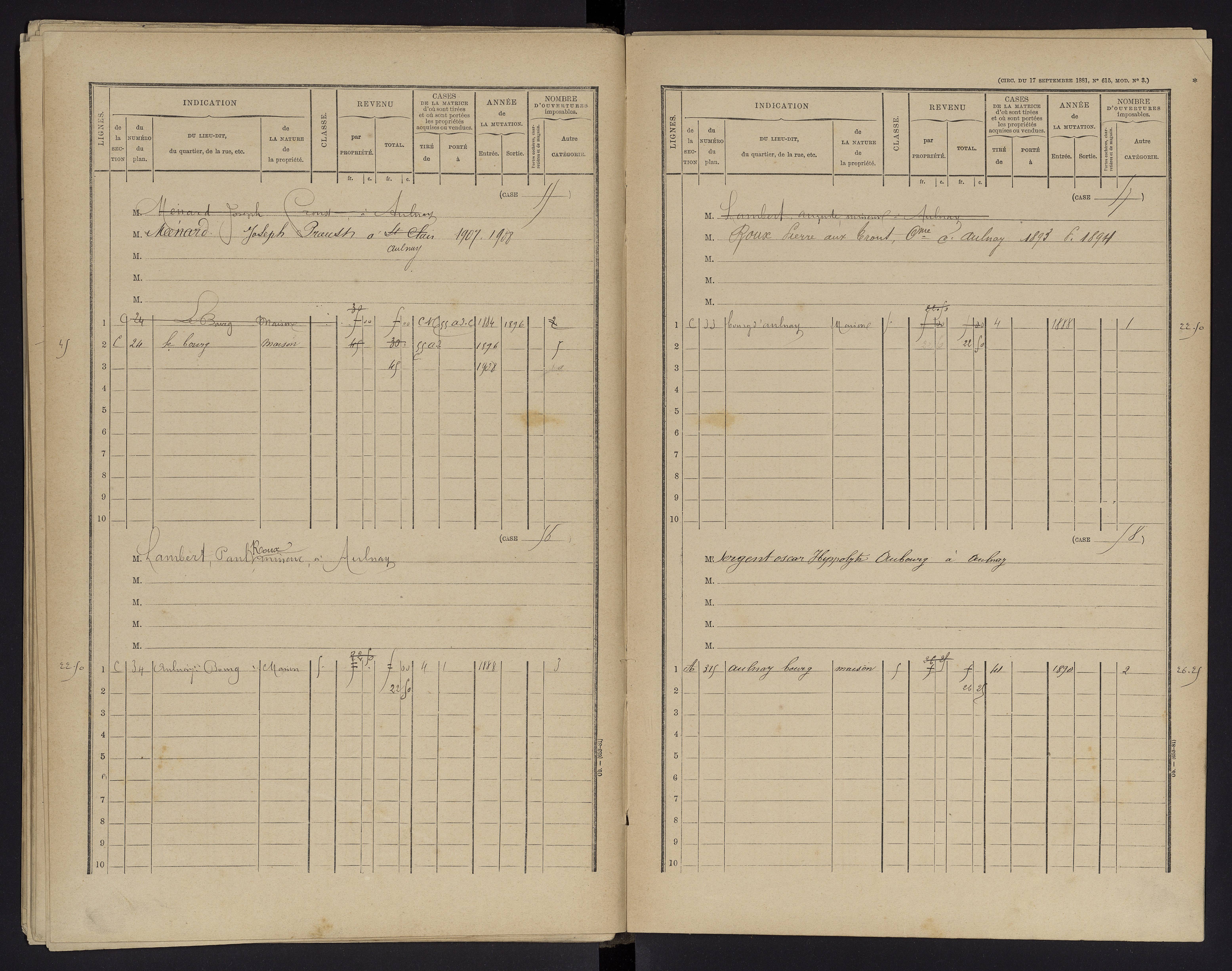 Aulnay - FRAD086_cadastre Cases 1-63 