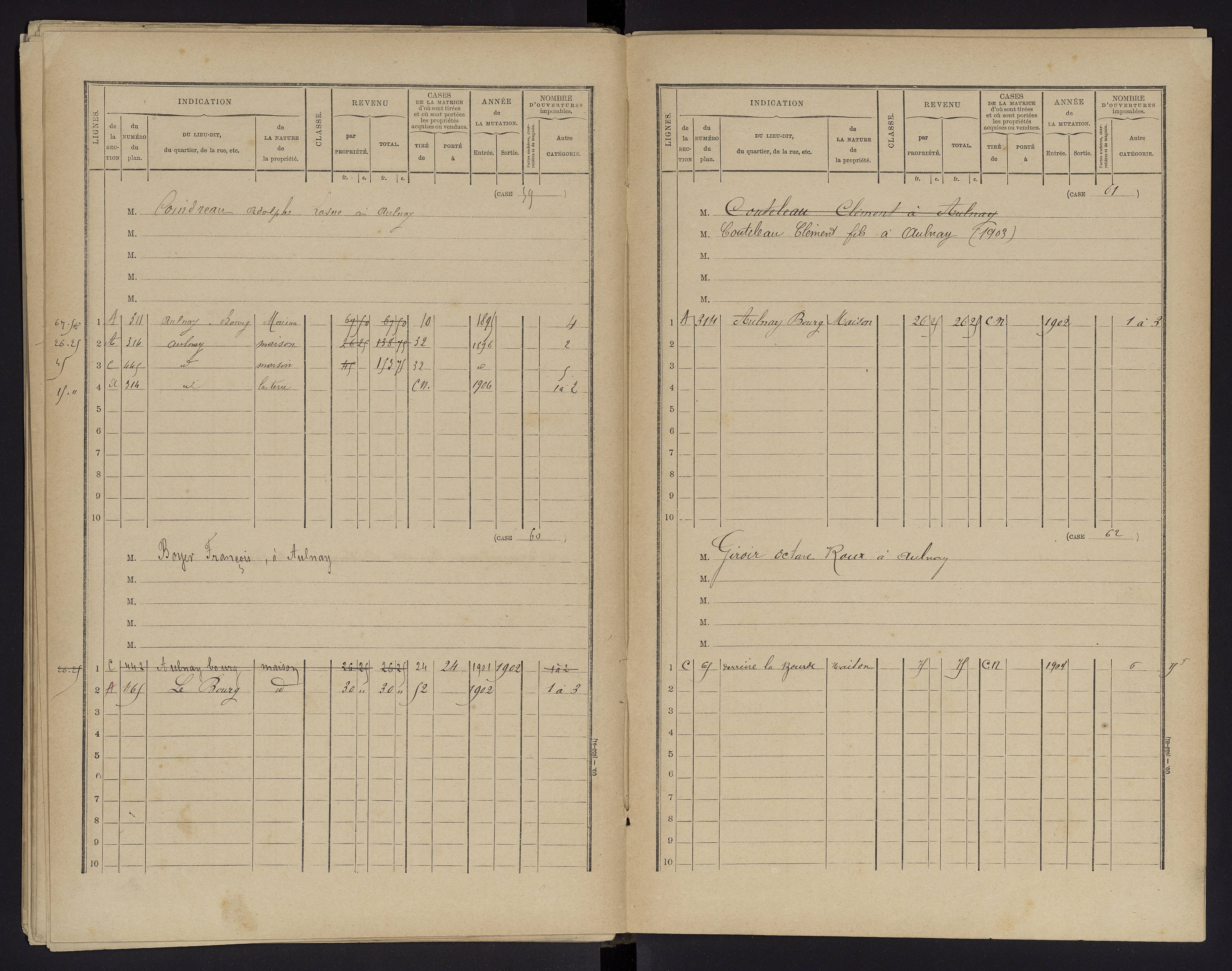 Aulnay - FRAD086_cadastre Cases 1-63 