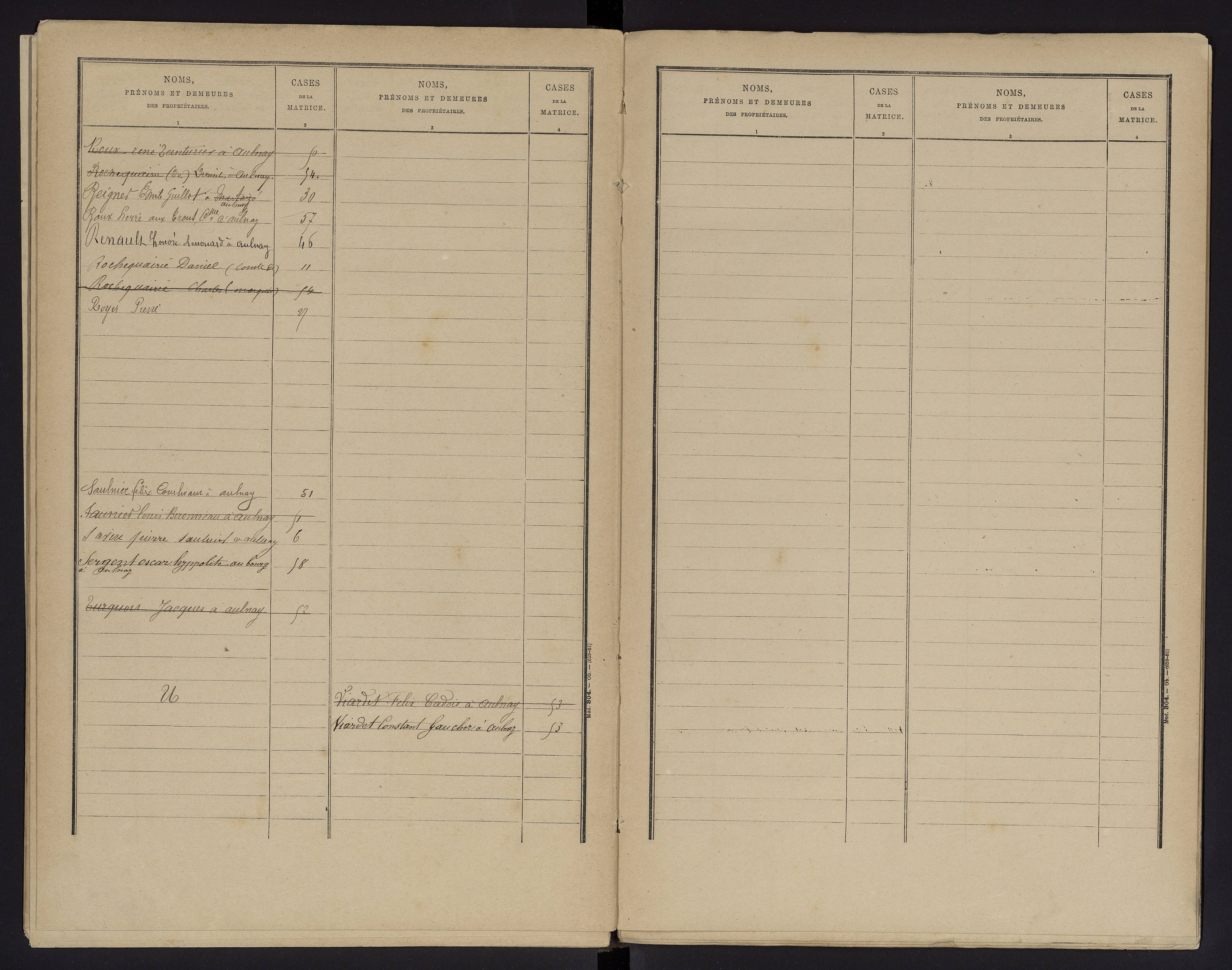 Aulnay - FRAD086_cadastre Cases 1-63 