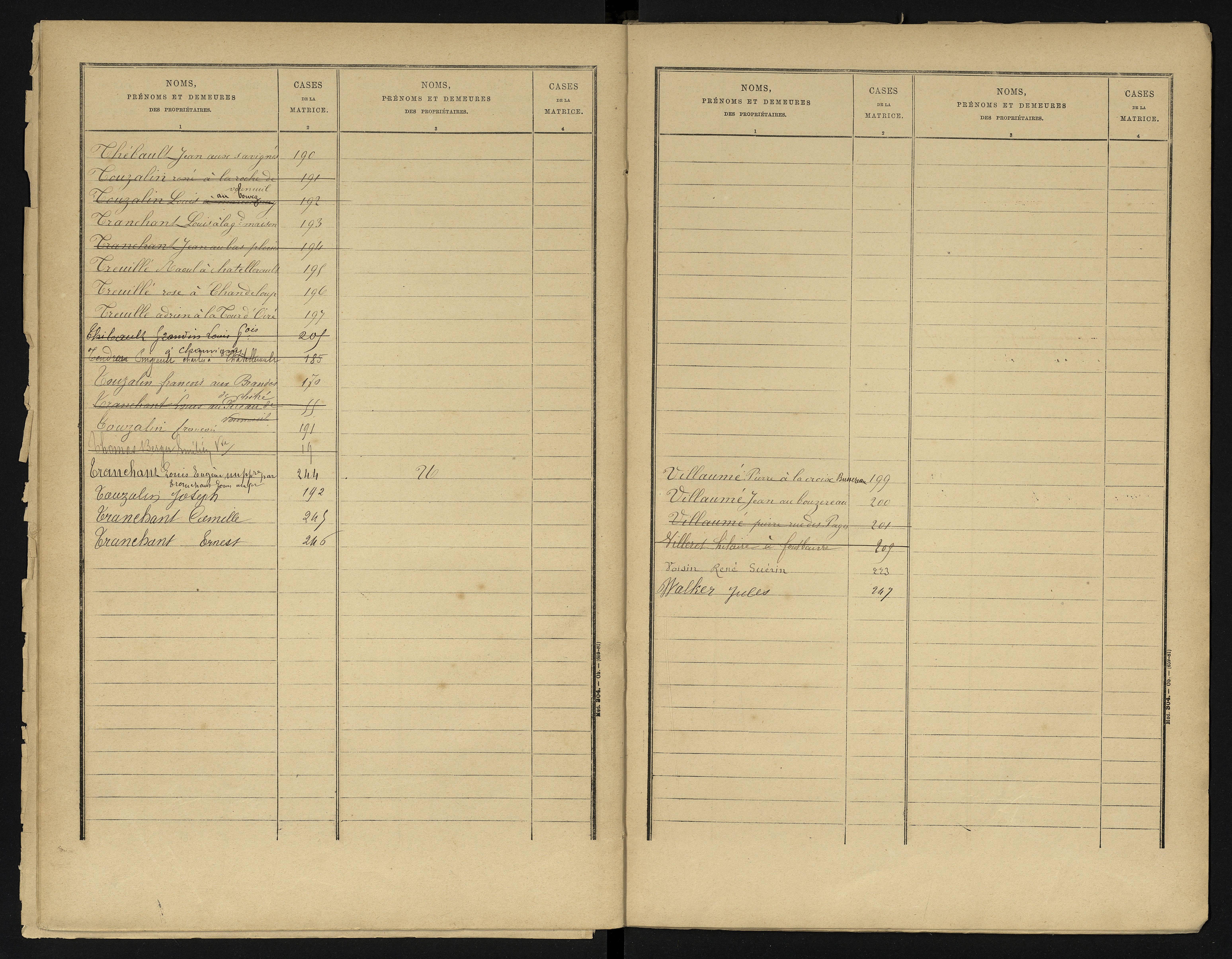 Availles-en-Châtellerault - FRAD086_cadastre Cases 1-248 