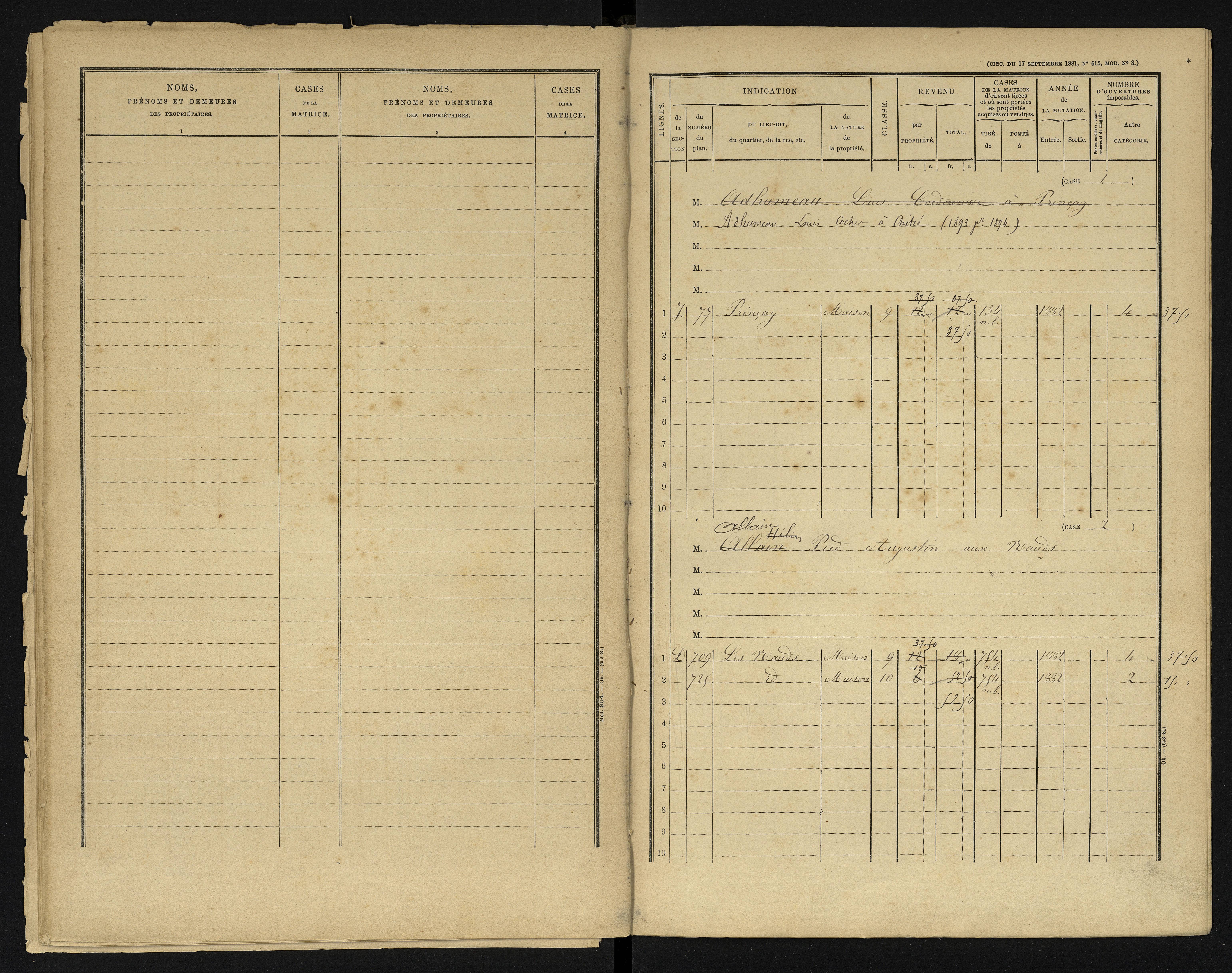 Availles-en-Châtellerault - FRAD086_cadastre Cases 1-248 