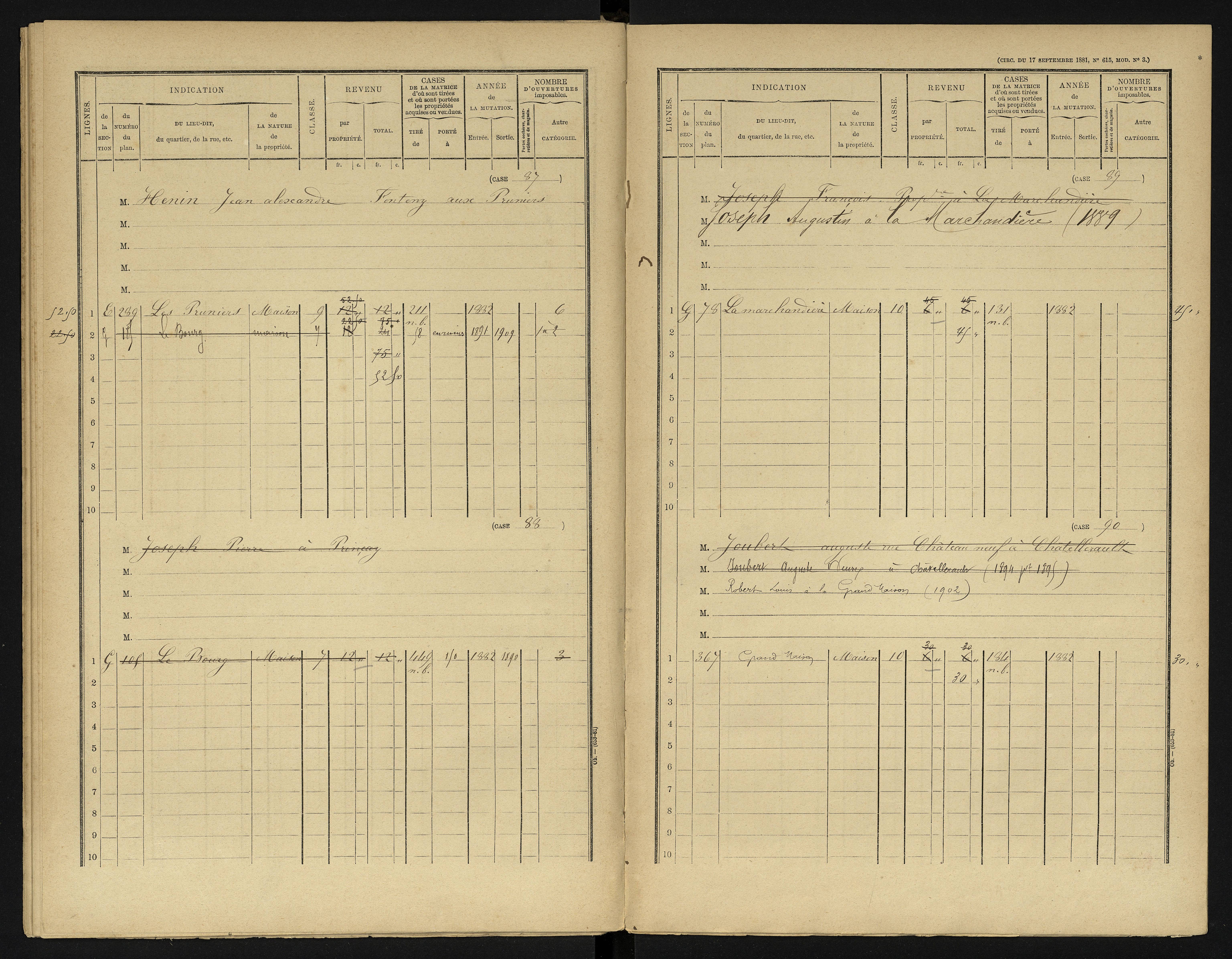 Availles-en-Châtellerault - FRAD086_cadastre Cases 1-248 