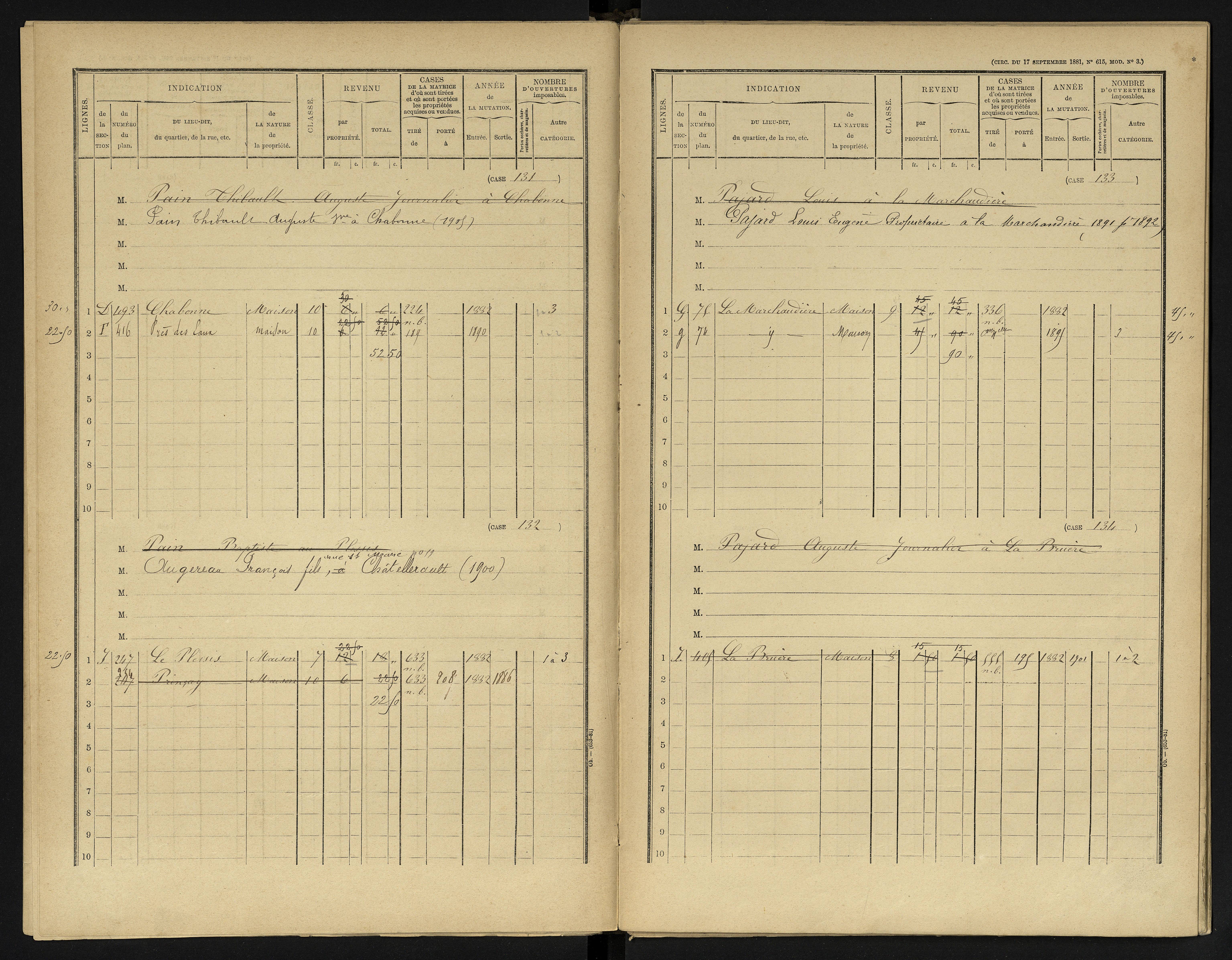 Availles-en-Châtellerault - FRAD086_cadastre Cases 1-248 