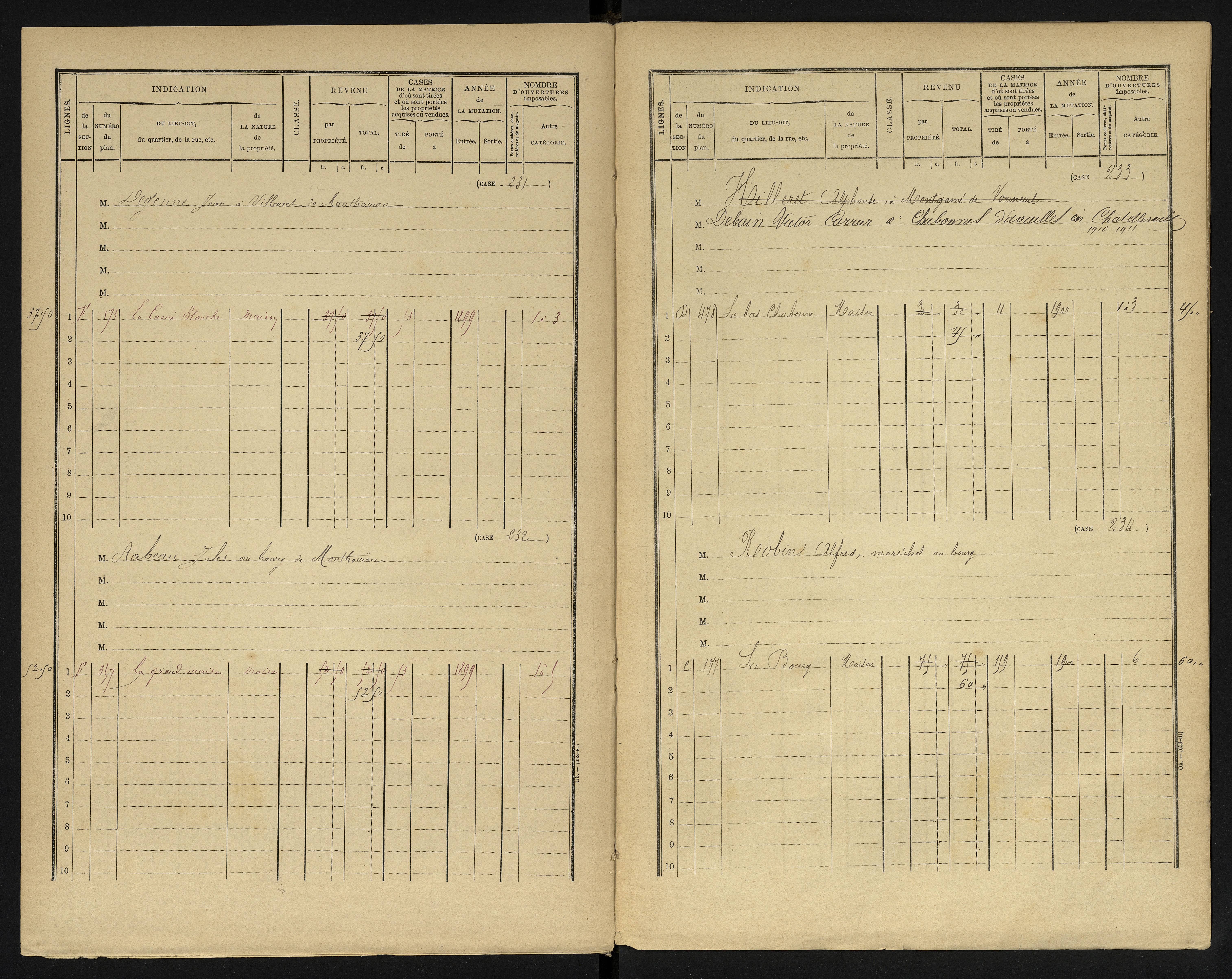 Availles-en-Châtellerault - FRAD086_cadastre Cases 1-248 