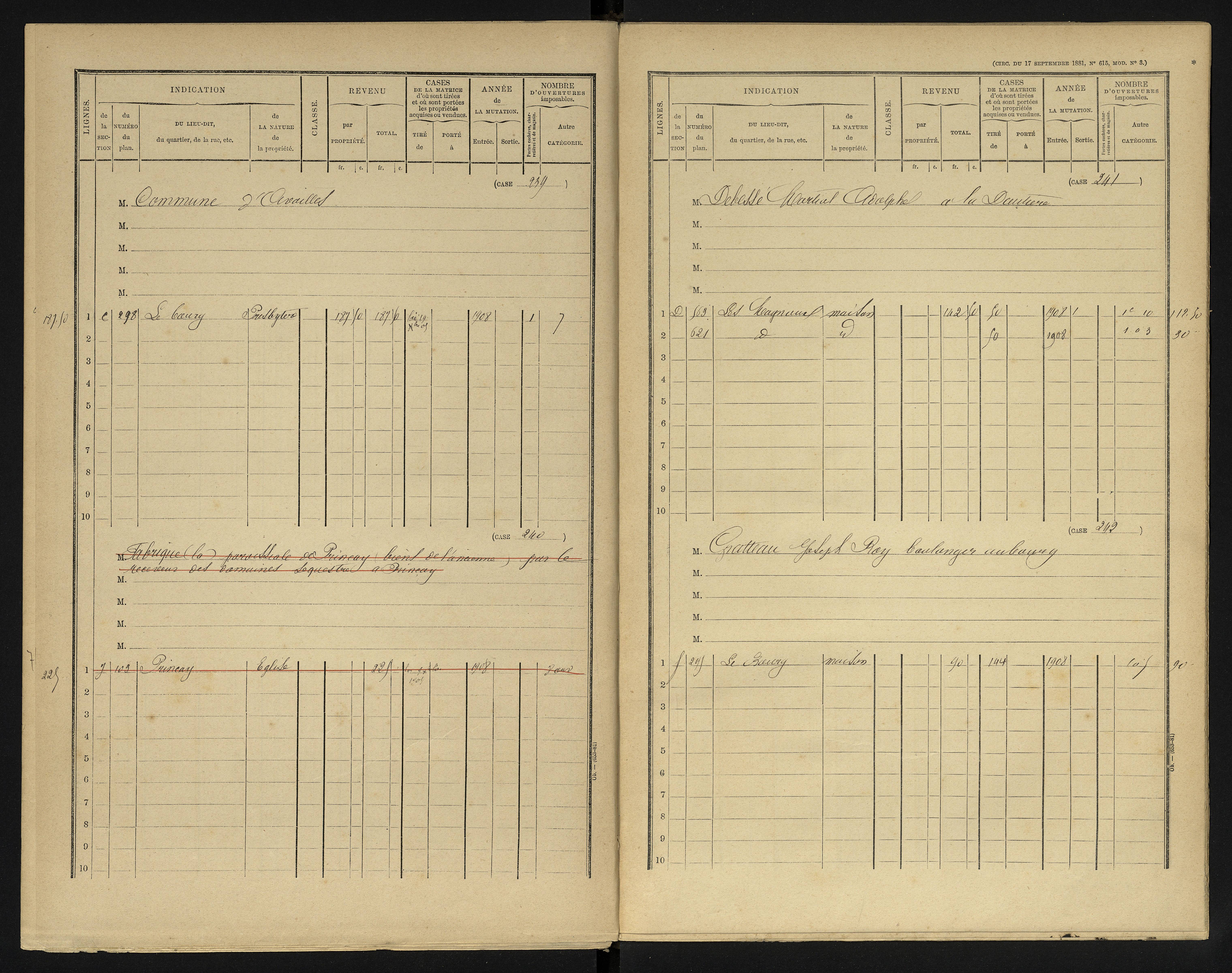 Availles-en-Châtellerault - FRAD086_cadastre Cases 1-248 