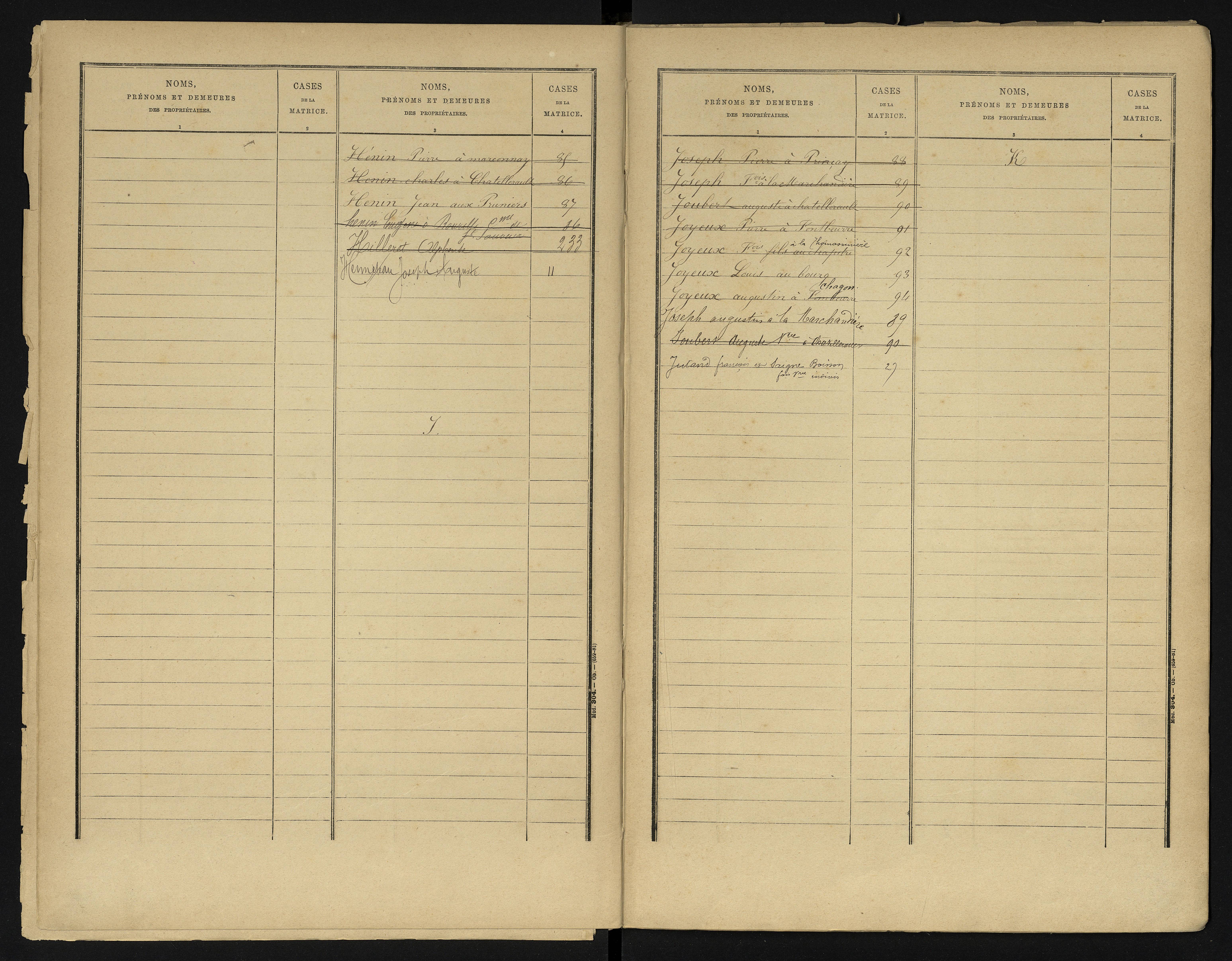 Availles-en-Châtellerault - FRAD086_cadastre Cases 1-248 