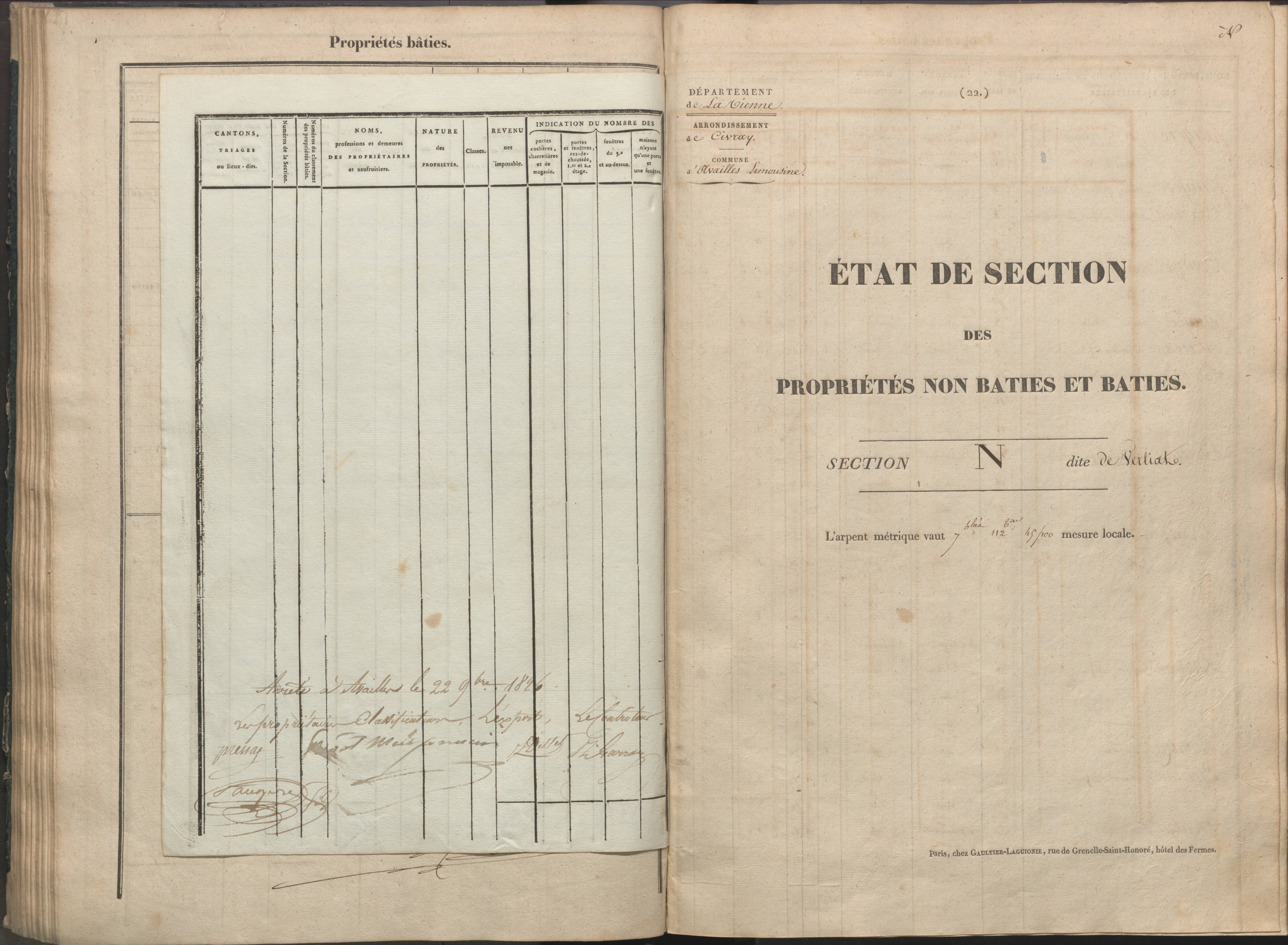 Availles-Limouzine - FRAD086_cadastre Sections H-O 