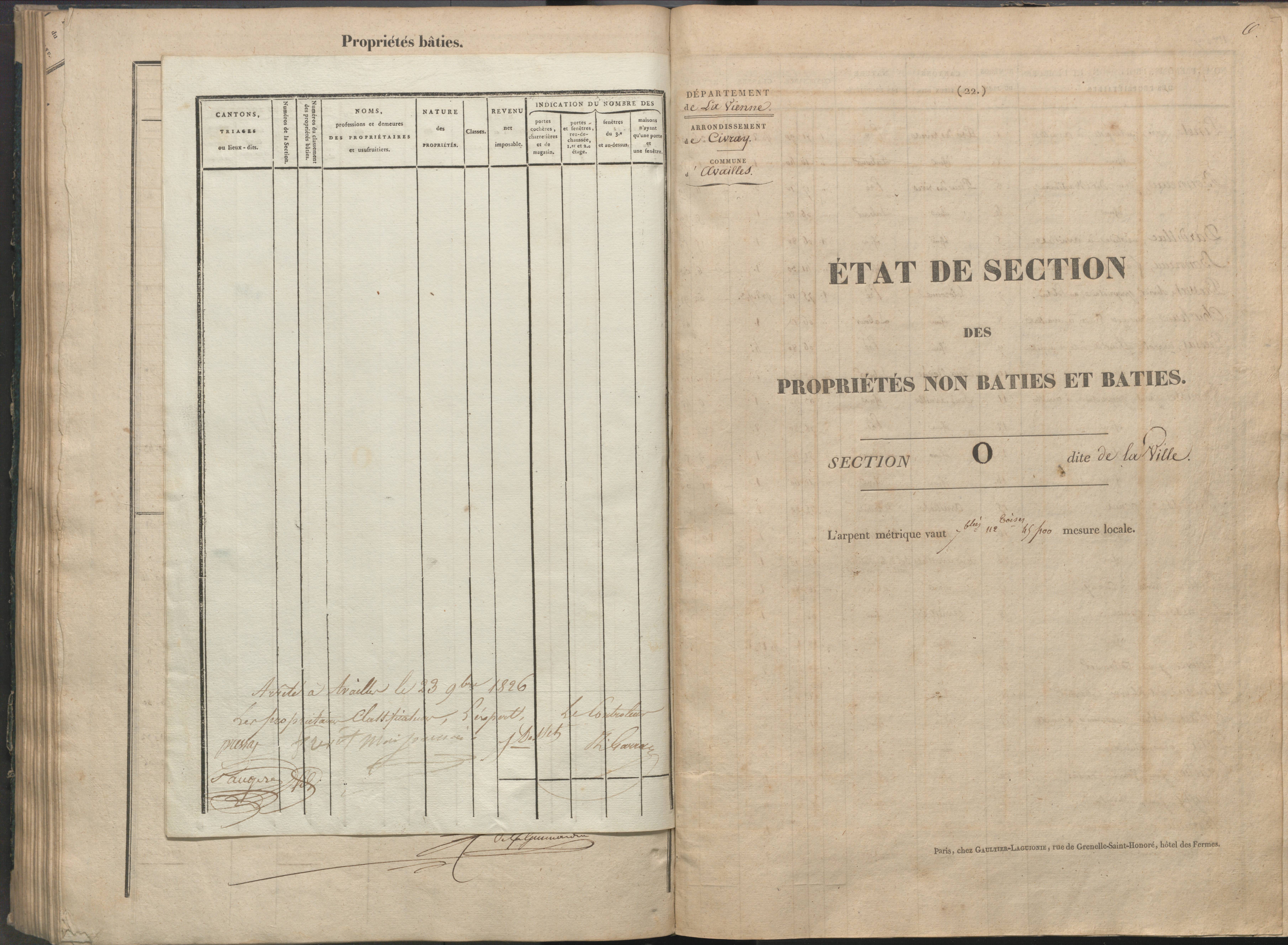 Availles-Limouzine - FRAD086_cadastre Sections H-O 