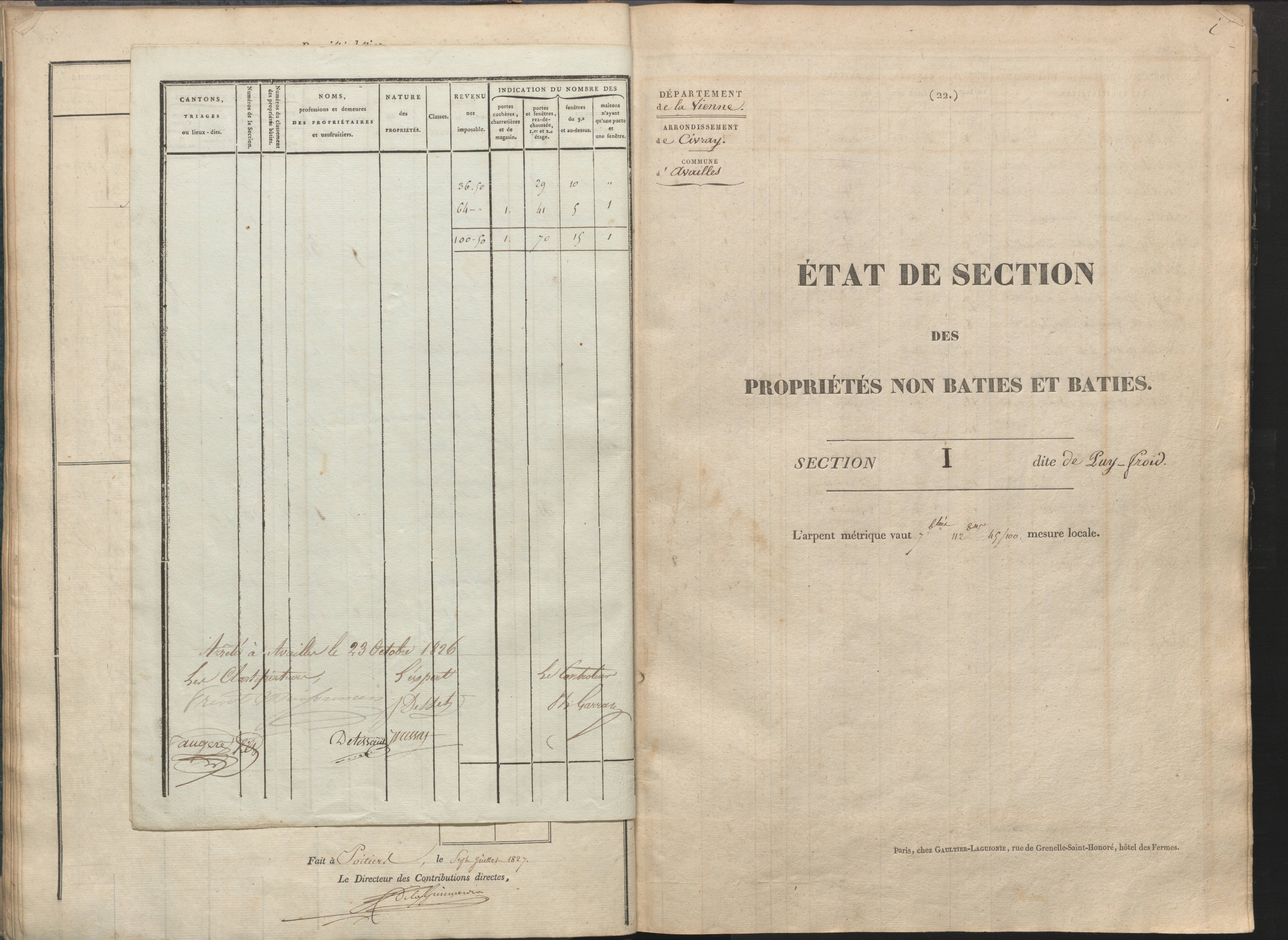 Availles-Limouzine - FRAD086_cadastre Sections H-O 