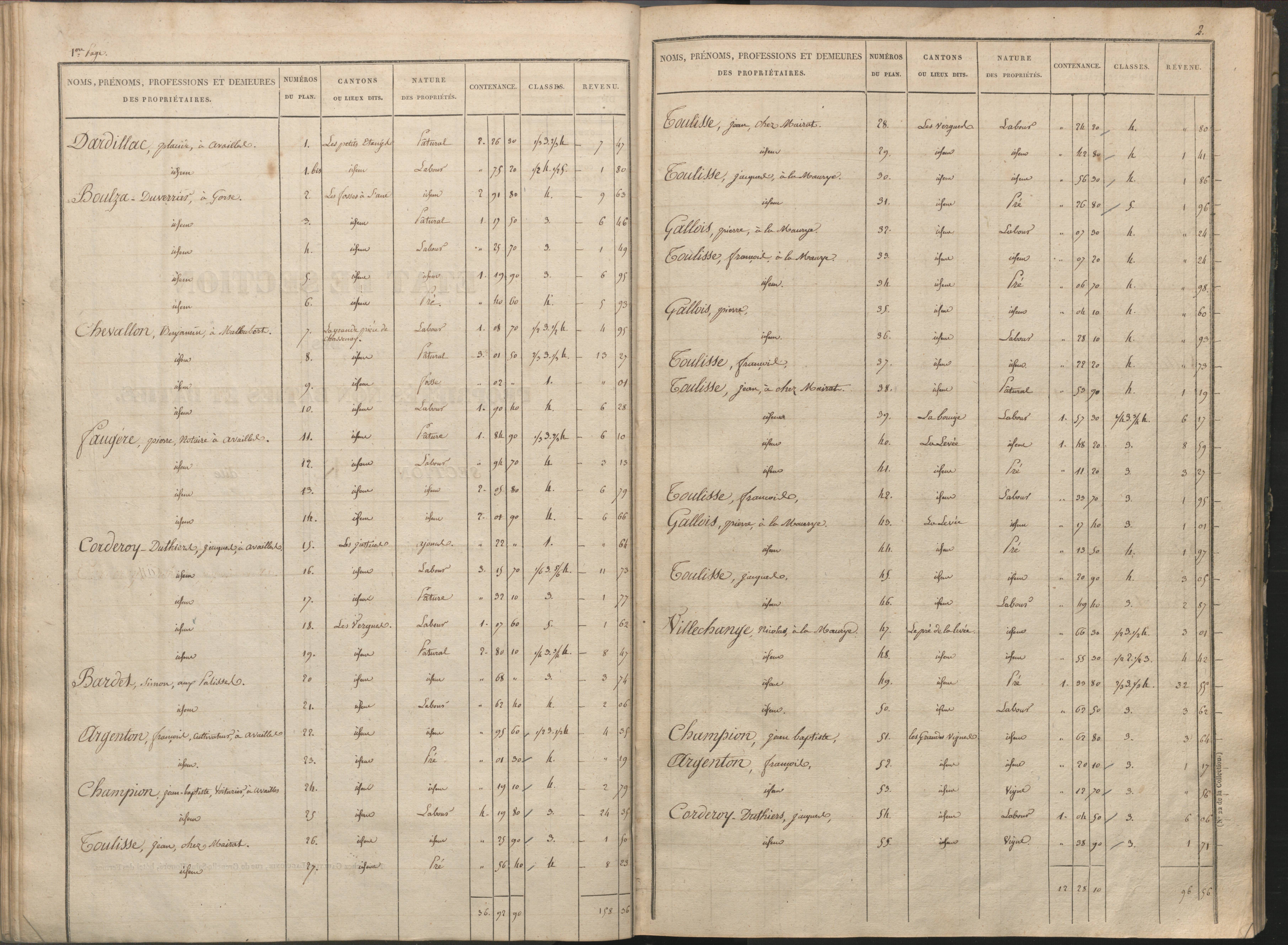 Availles-Limouzine - FRAD086_cadastre Sections H-O 