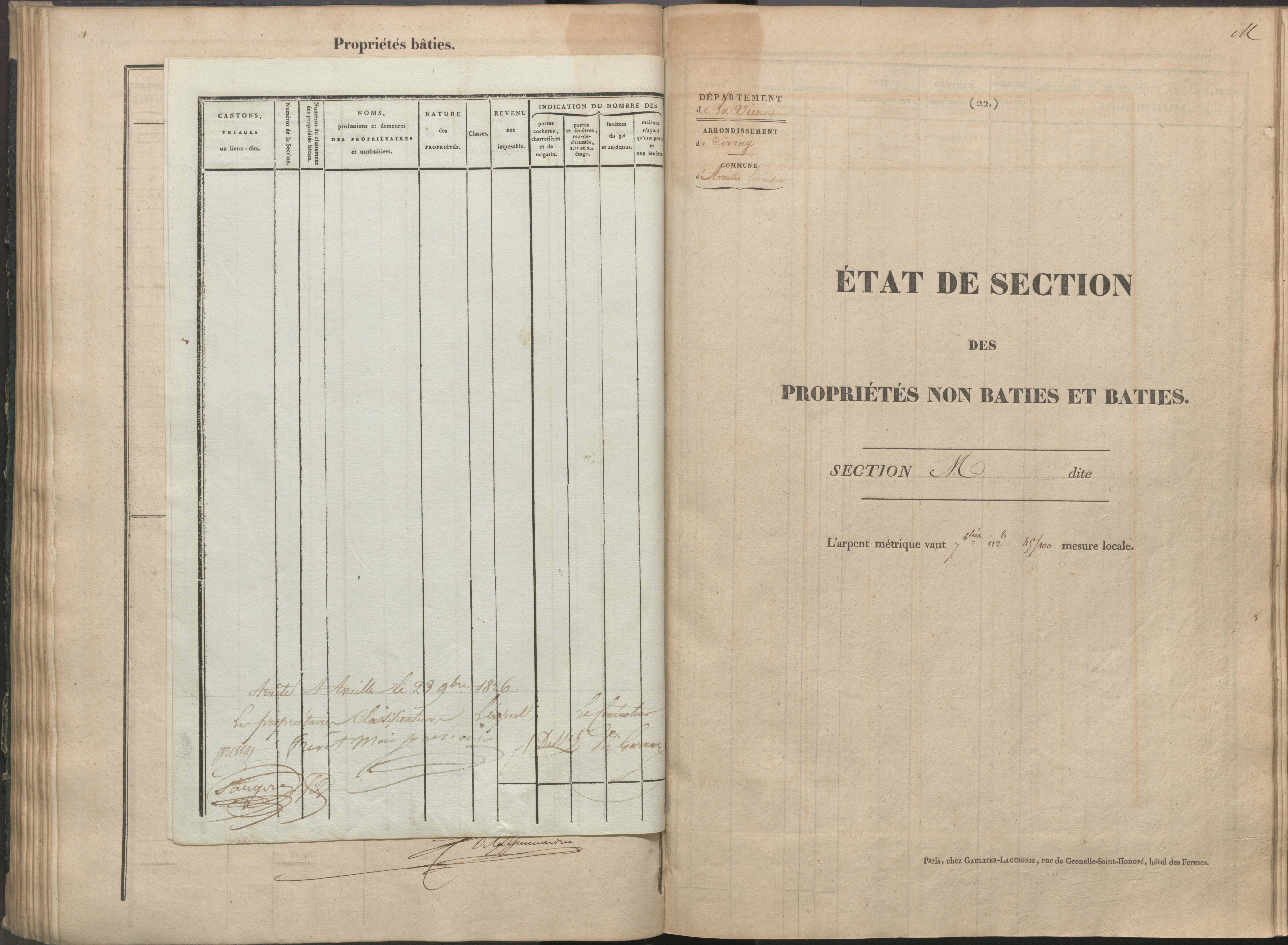 Availles-Limouzine - FRAD086_cadastre Sections H-O 