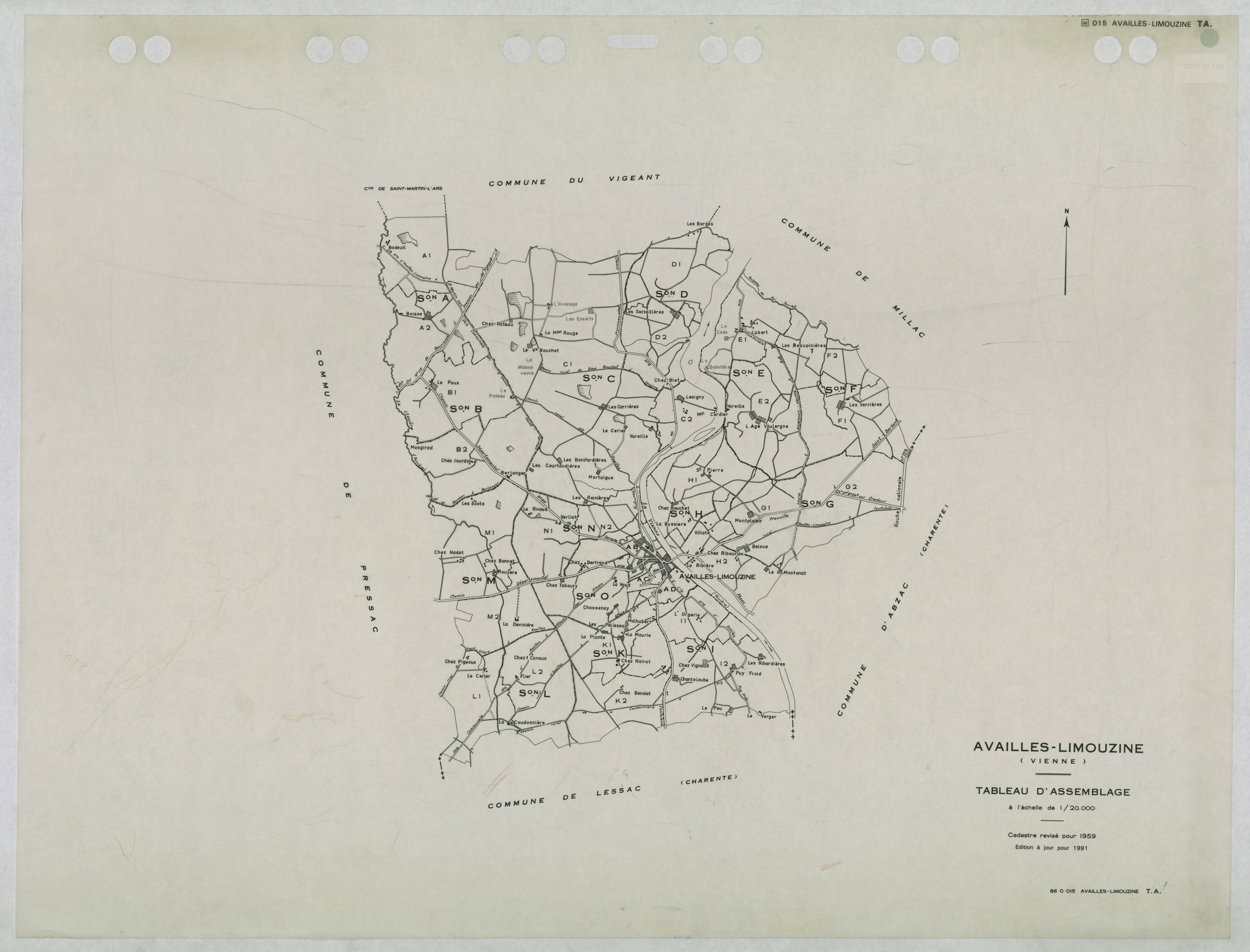 Availles-Limouzine - FRAD086_cadastre Tableau d'assemblage (1 feuille) 
