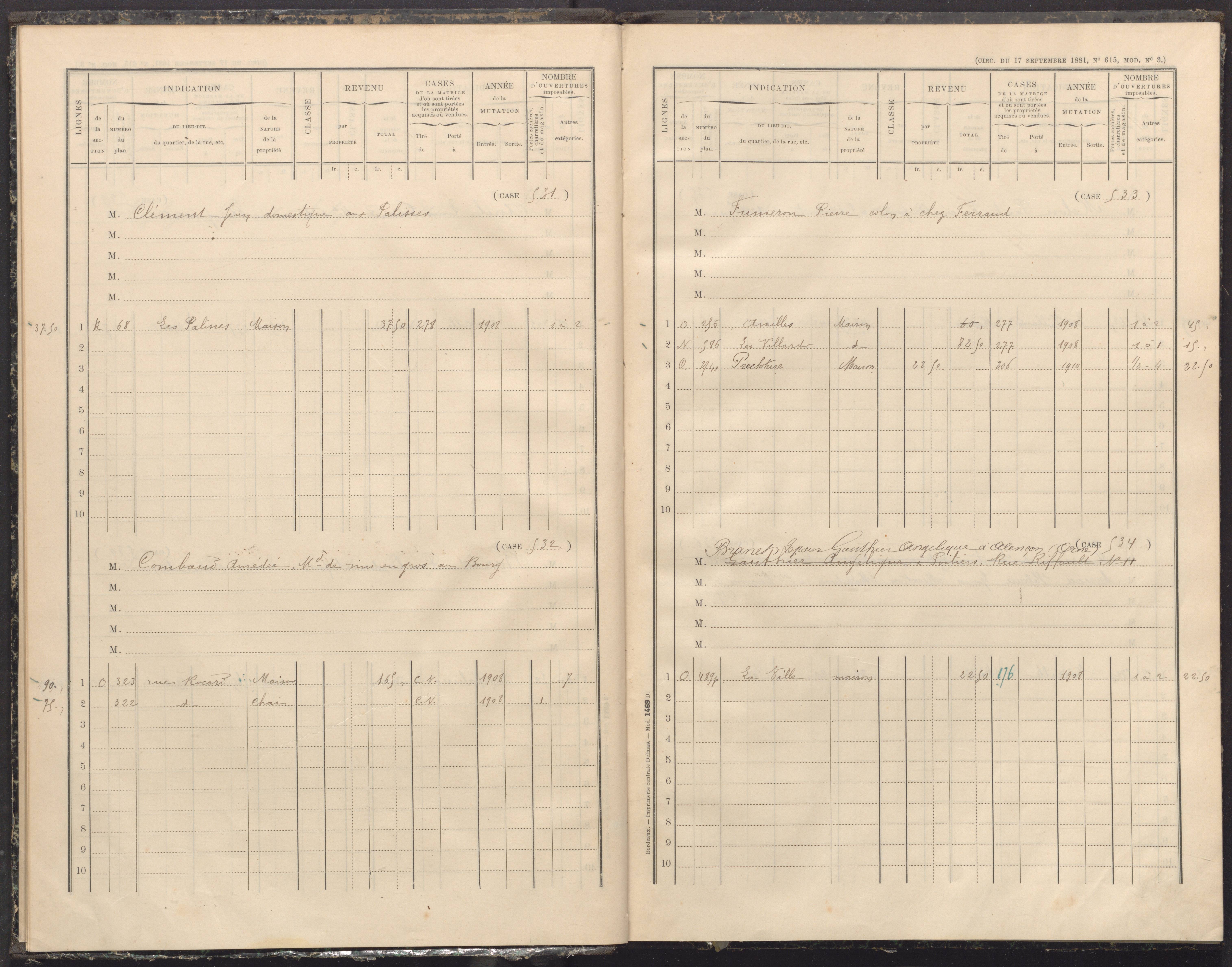 Availles-Limouzine - FRAD086_cadastre Cases 497-556 